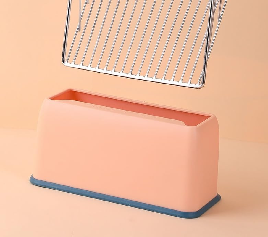 Metal Cat Litter Scoop with Holder, Fast Sifting Kitty Poop Scooper Caddy, Large Cat Poop Scooper Stand (Pink, 17 * 28 * 8CM) image number 4