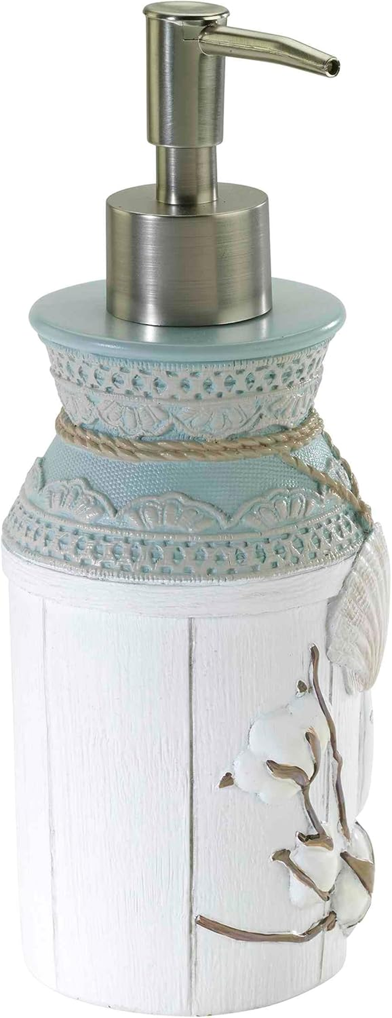 Avanti Linens - Soap Dispenser/Lotion Pump, Hand Painted Design, Farmhouse Chic Home Decor (Farmhouse Shell Collection) image number 5