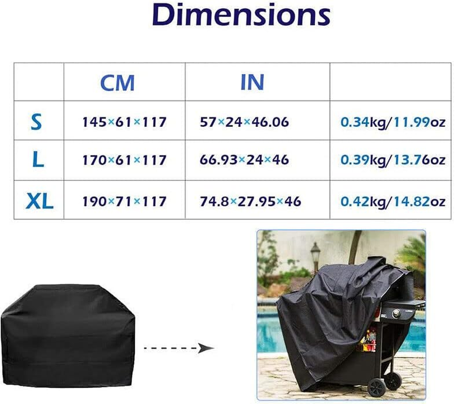 AIMALL Waterproof BBQ Grill Cover Heavy Duty Rain Gas Barbeque Smoker Grill Protector with Locking Rope for Outdoor S/L/XL, Black image number 1