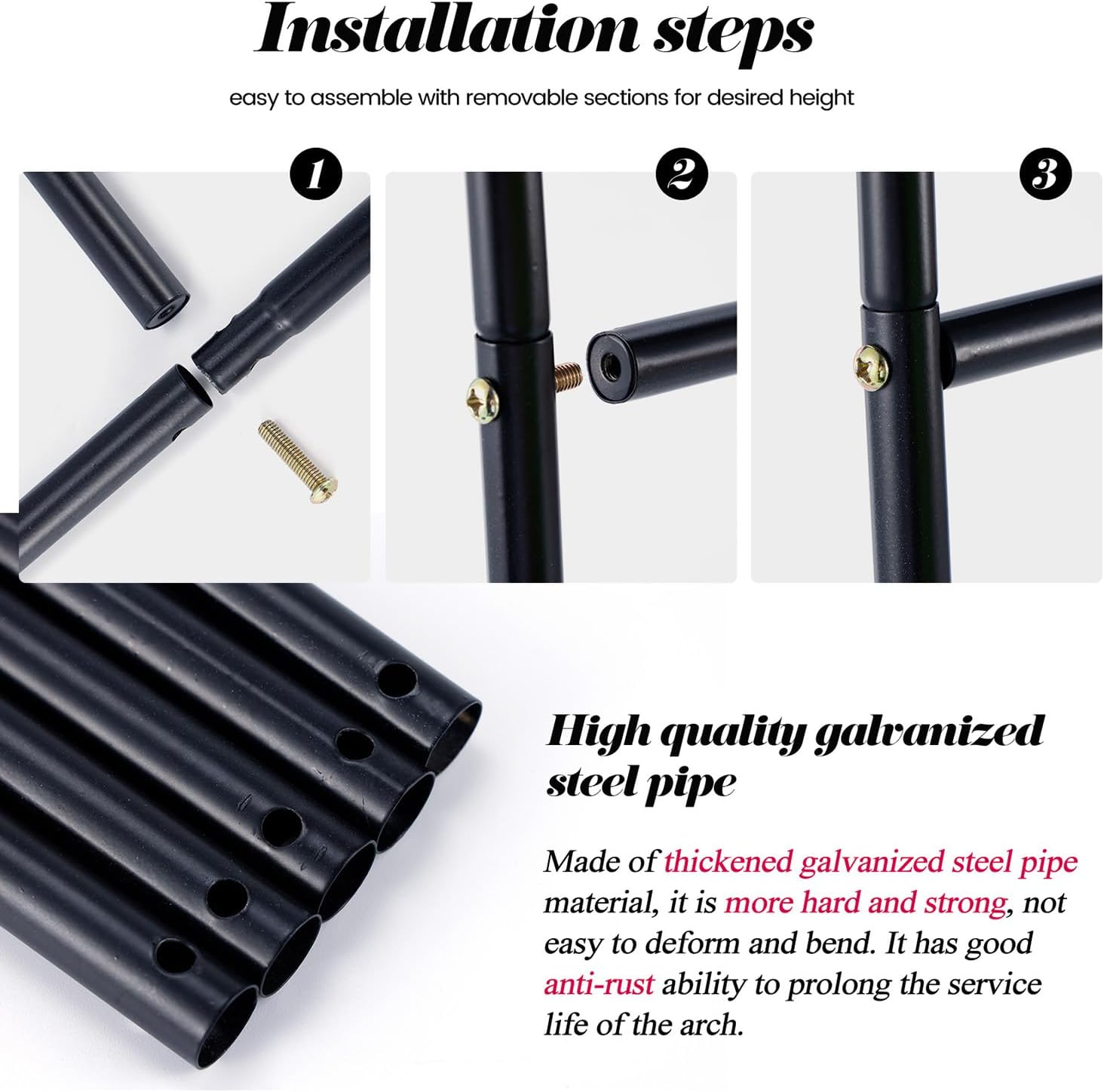 Thickened Rustproof Garden Arch, Wedding Arch- 4.6 * 7.8 or 6.4 * 7.5Ft, Easy to Assemble, Long Lasting and Durable, Metal Arch for Garden Arbor Trellis & Climbing Plant image number 3