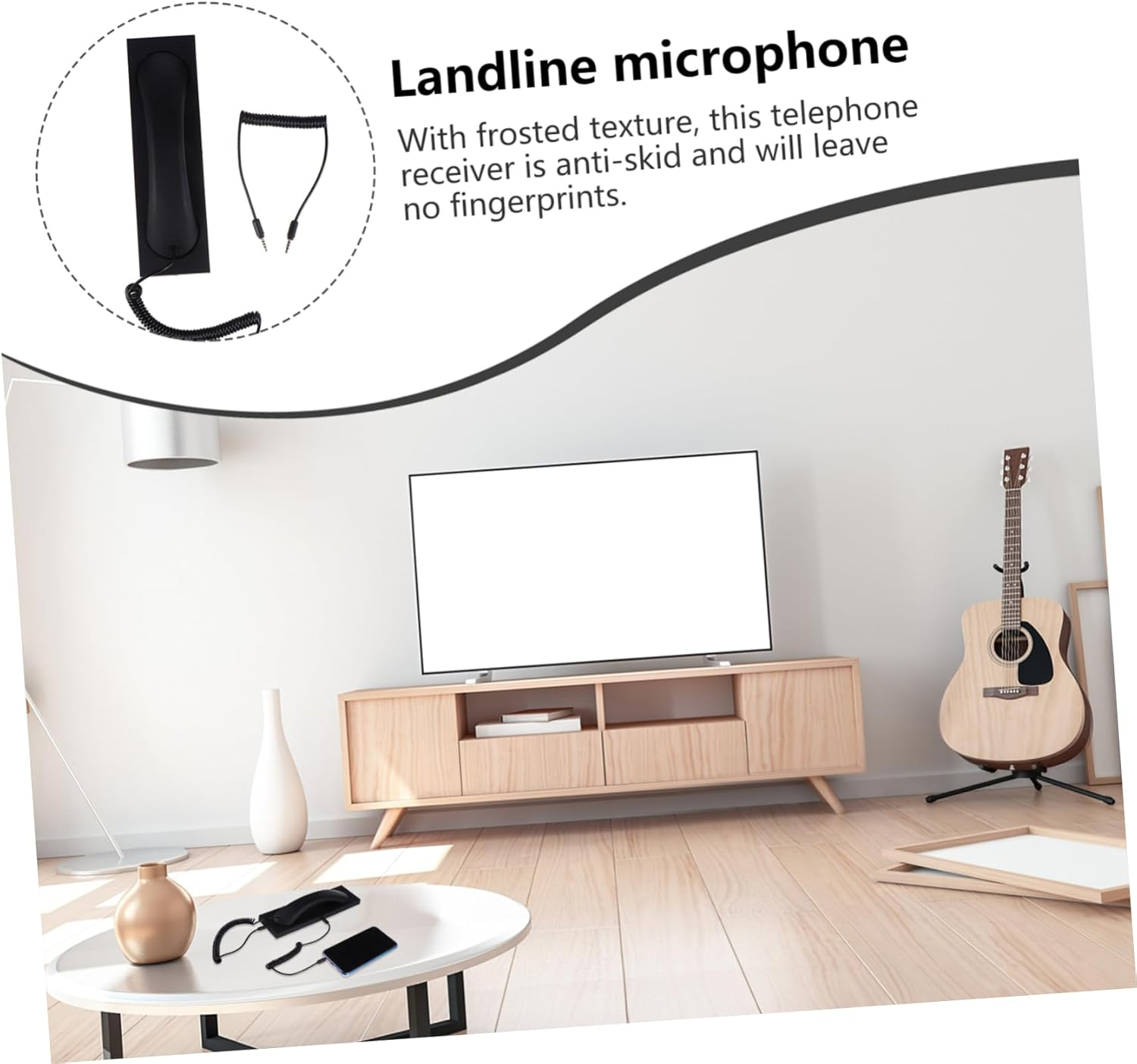 Uonlytech Retro Earphones for Cellphone Computer Tablet Microphone Black Creative Design for Retro Phone Handset Use at Home Office image number 1