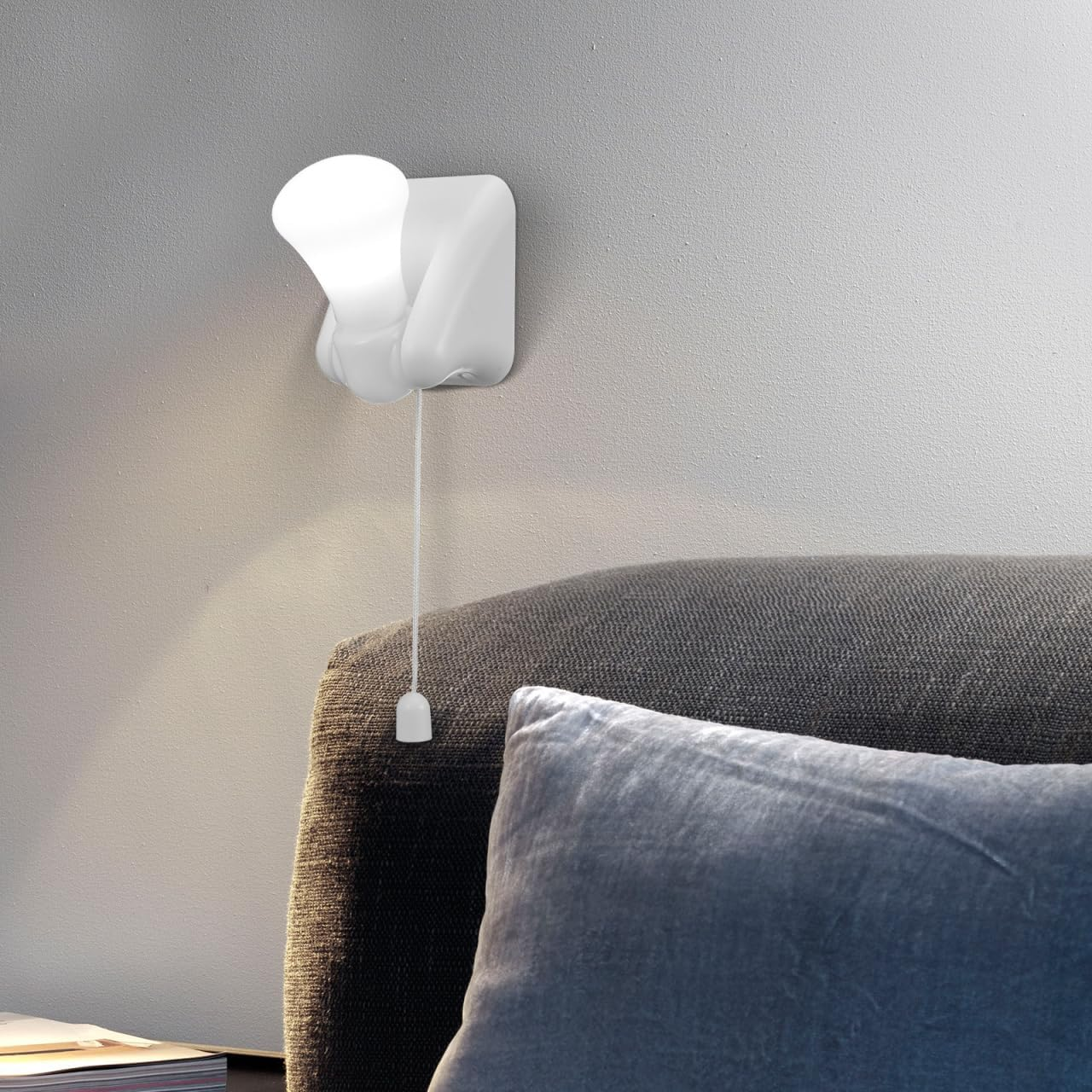 Minkissy Battery Operated Wall Lights Portable Pull Cord Wall Mount Wire Led Bulb for Outdoor Indoor image number 1