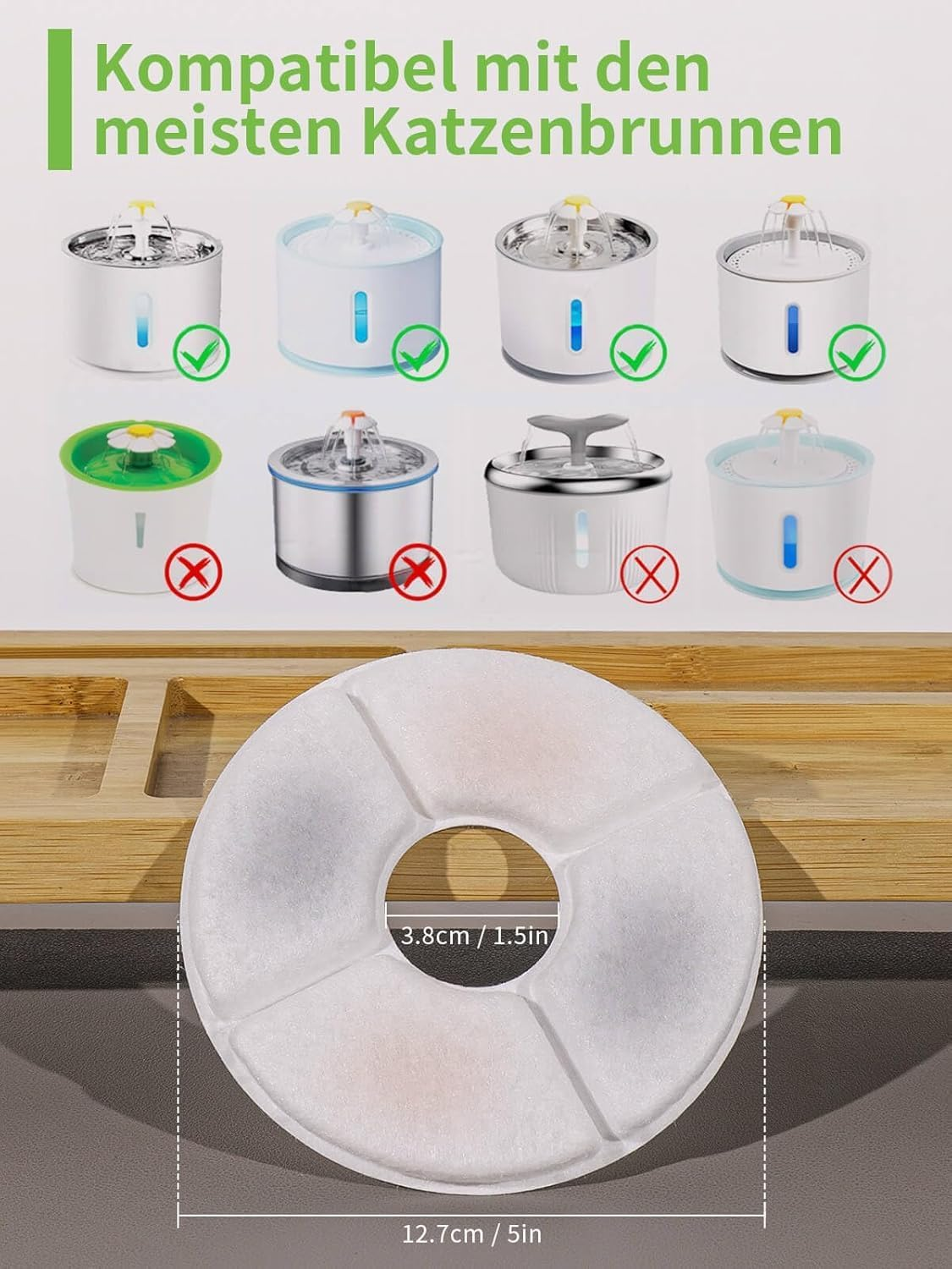 Star-Wood Cat Water Fountain Replacement Filter, 8 Filter Pack, Compatible with Most Cat Fountains and Pet Water Fountains, Activated Carbon Filter image number 2