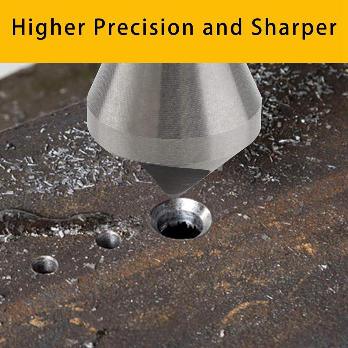 OCGIG 4Pcs Countersink Chamfer Tool HSS(4241) Titanium Coated Deburring Tool Set Metal Wood Drill Bits - Gold image number 2