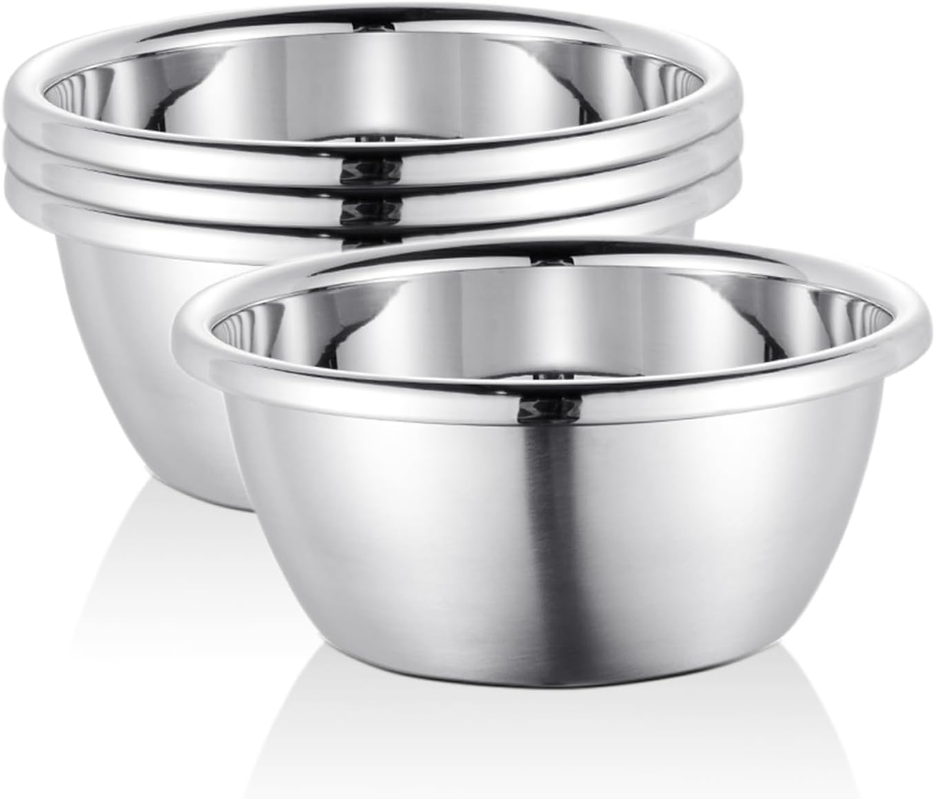 WANBY Stainless Steel Bowls Set 54 Oz Large Metal Salad Bowls Unbreakable Dinner Bowls Set Dishwasher Safe for Kitchen Home Camping Outdoor Party BBQ (4) image number 3