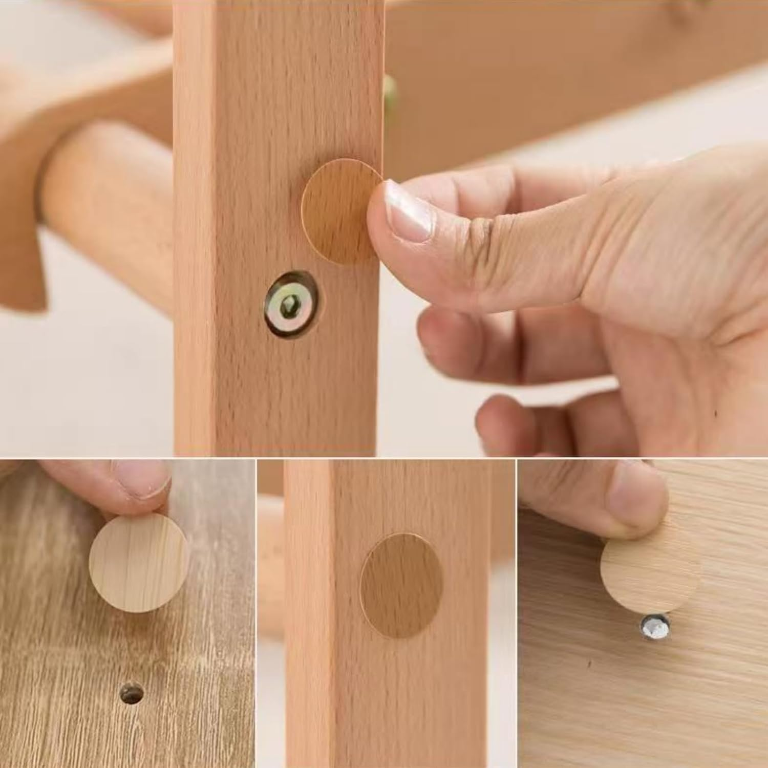 Suytvenxau Screw Hole Stickers Self Adhesive, 162 Pcs 21Mm round PVC Stickers to Cover Screws for Furniture Repair (Natural Wood) - Walnut image number 3