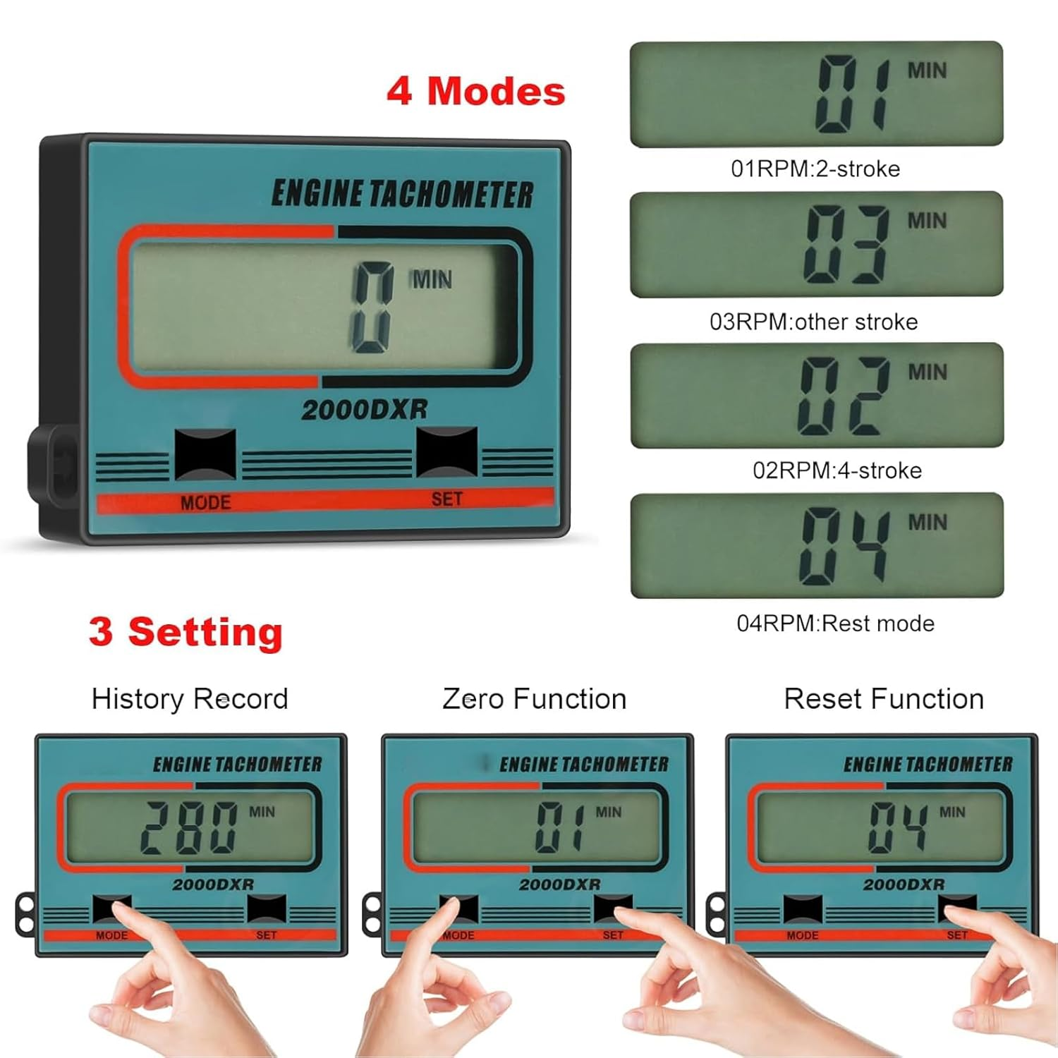 Handheld Digital Chainsaw Tachometer Tach Gauge, 2 Stroke 4 Stroke LCD Display Tach Gauge in Minutes, Small Digital Engine Tachometer for Lawnmower Chain Saw image number 1