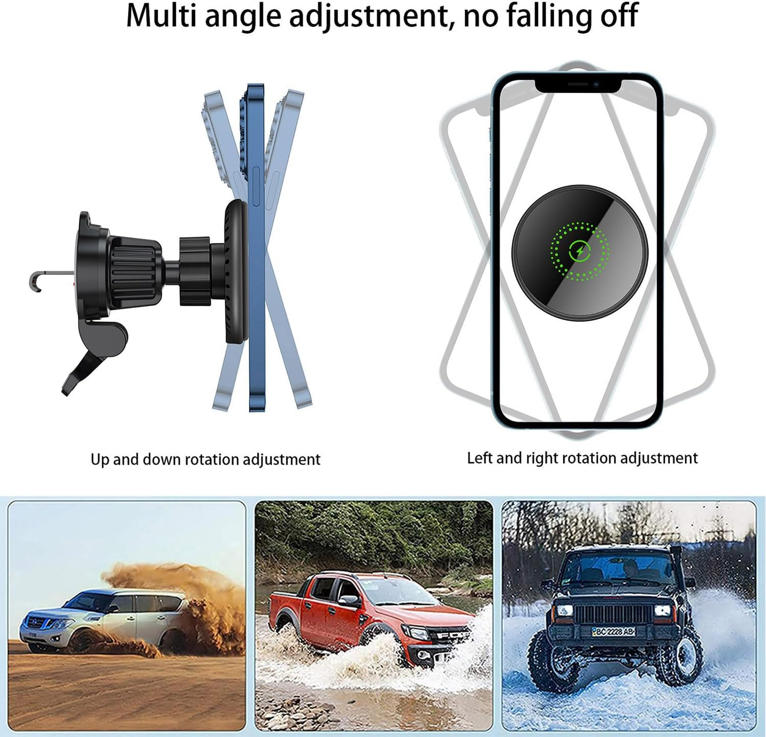 Magnetic Wireless Car Charger Mount 15W Car Phone Holder Compatibl with Iphone 12-16 Series,Vent Windshield Dash Mount Phone Charger Holder Mount (Black Magnetic) image number 3