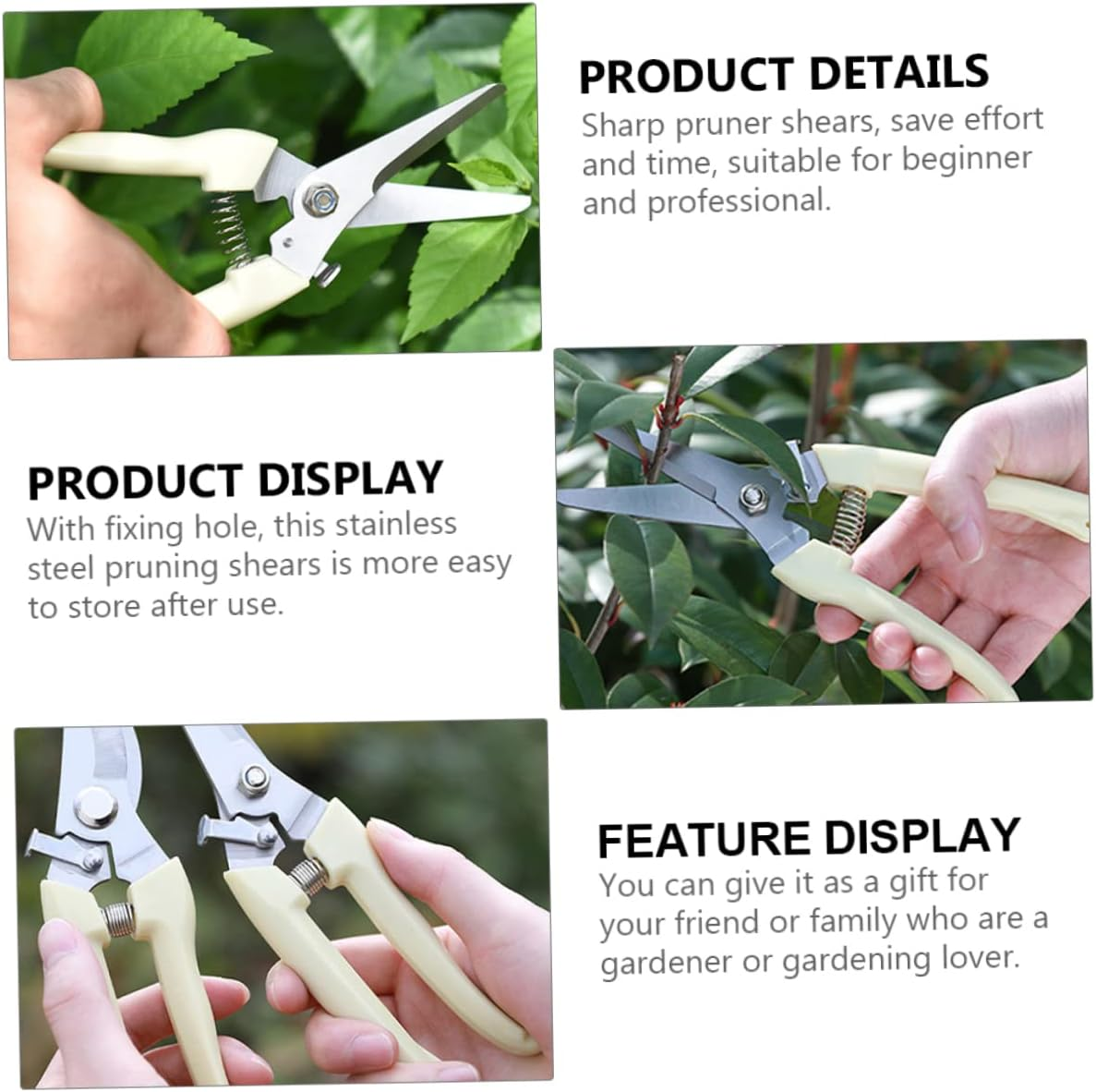 SUPVOX Garden Pruner Shears Stainless Steel One-Handed Pruning Shears Comfortable Grip for Gardening image number 5
