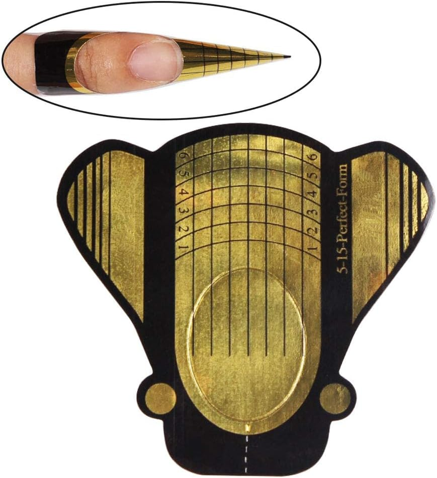 Beautyleader 500Pcs/Roll Nail Form, Nail Art Guide Stickers for Acrylic UV Gel Nail Tips Manicure Extension Tool (Gloden) image number 4