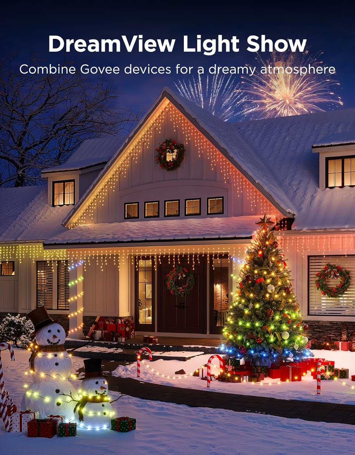 Govee Smart Christmas String Lights 20M, 200 RGBWIC Leds Holiday Fairy Lights for Indoor & Outdoor, Shape Mapping, AIGC, App Control with 130+ Dynamic Scene Modes, Compatible with Matter, Green Cable image number 3