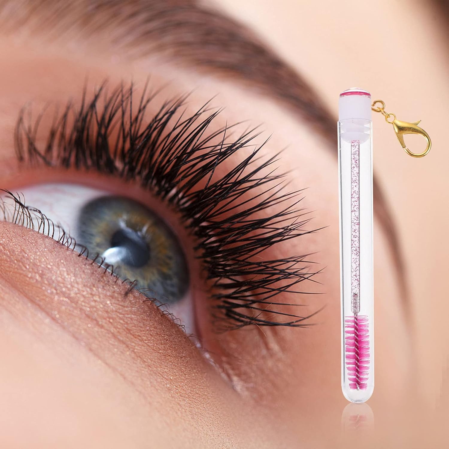 4Pcs Tube Mascara Brush Lash Brow Comb Mini Mascara Makeup Makeup Gadgets DIY Lash Wand Tubes Eye Extension Tool Empty Bottle Rosy Acrylic - Blue image number 7