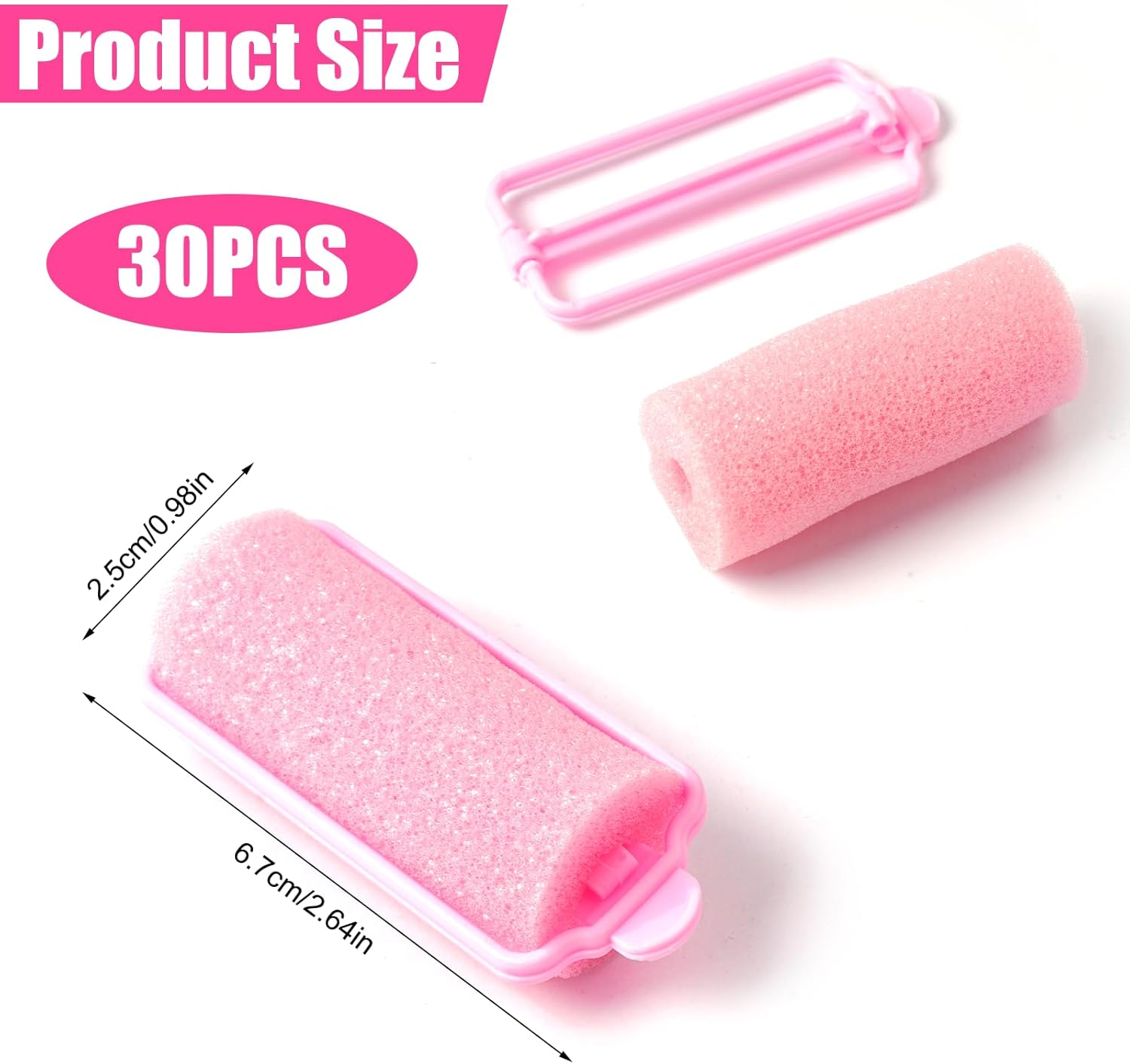 Pack of 30 Sponge Curlers, Curlers Foam 25 Mm, Hair Rollers, Foam Sponge, Hair Rollers, No Damage to Hair, Sleep Curlers for Women and Children, DIY Hair Styling image number 2