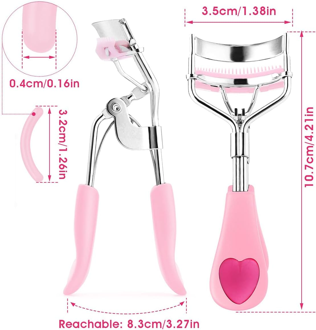 Orivin Eyelash Curler, Suitable for All Eye Shapes, Professional Eyelash Makeup Tool for Women and Girls (Pink) image number 4