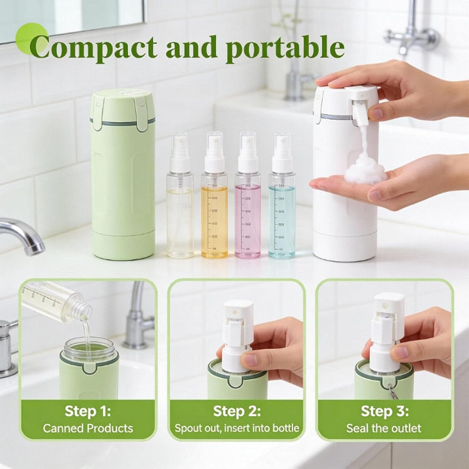 4-In-1 Travel Dispenser Bottle, Refillable 4 in 1 Travel Dispenser Bottle with Scale Label Shampoo Lotion Cream Etc, Light-Shielding Design for Business Flights Gym Bag Weekends Away (1PCS*A) image number 4