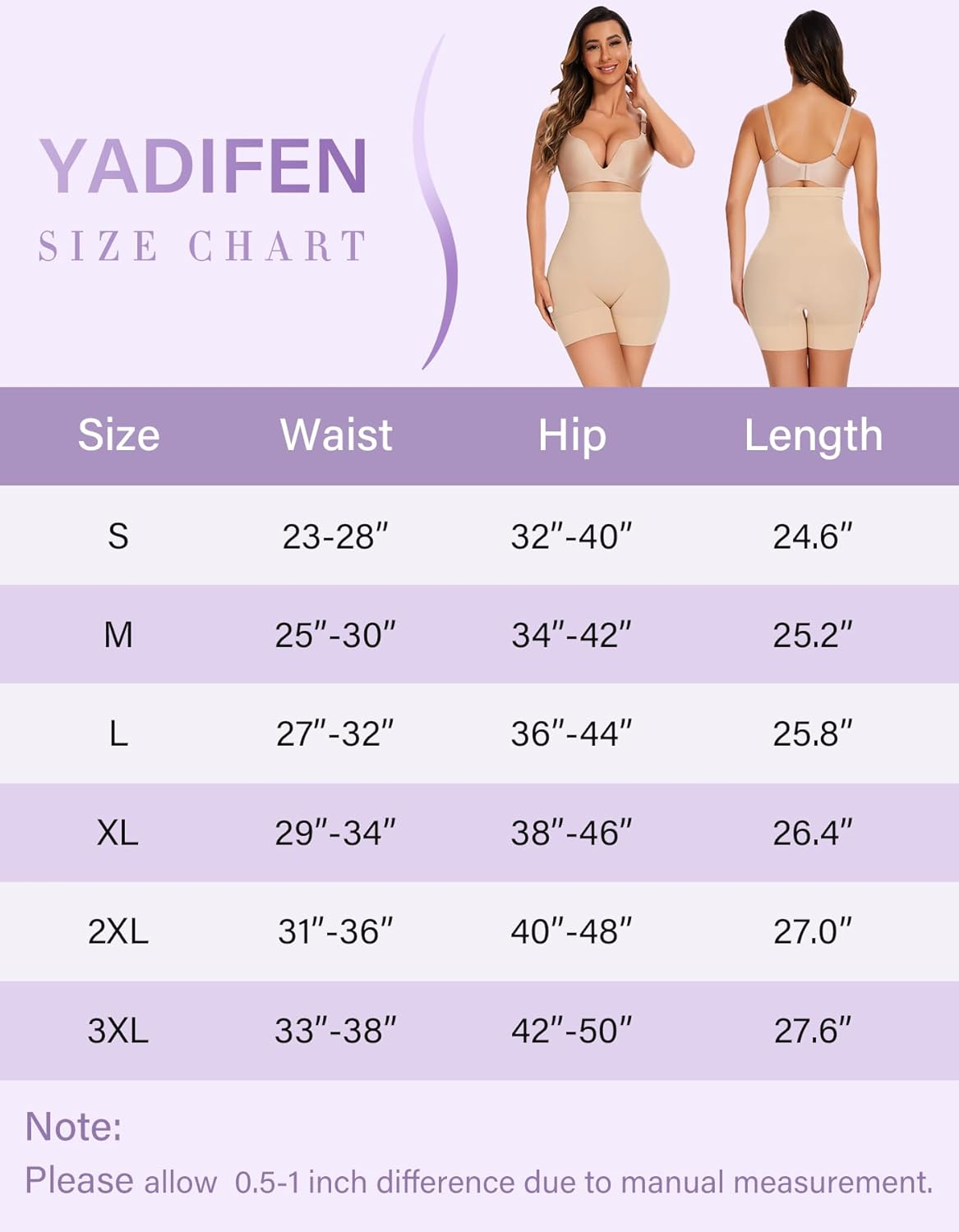 YADIFEN Shapewear Tummy Control Shorts Girdle for Women Thigh Slimmer High Waisted under Dress image number 3