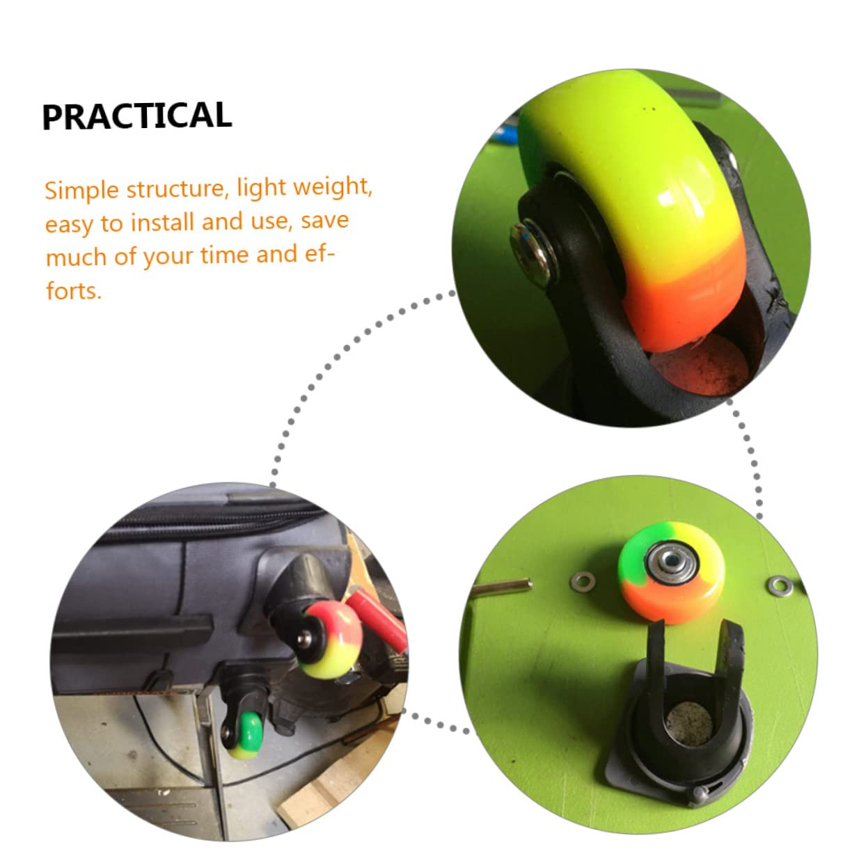 2Sets Suitcase Replacement Wheels Rubber Swivel Caster Wheels for Luggage Suitcases image number 2