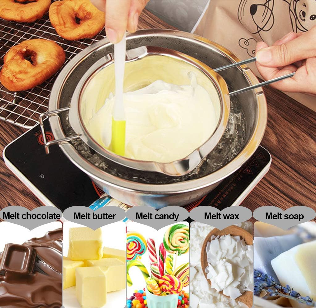 1000ML Upgrade Double Boiler Stainless Steel Melting Pot for Chocolate, Candle and Candy Making (34Oz)