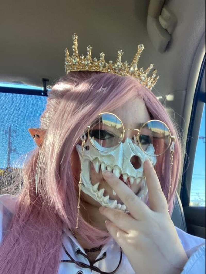 JDFHFGB Japanese Halloween Mask, Oni Animal Skull Half Mask for Halloween & Cosplay, Decorative Bone Costume Mask for Adults, Themed Parties & Collectors image number 2