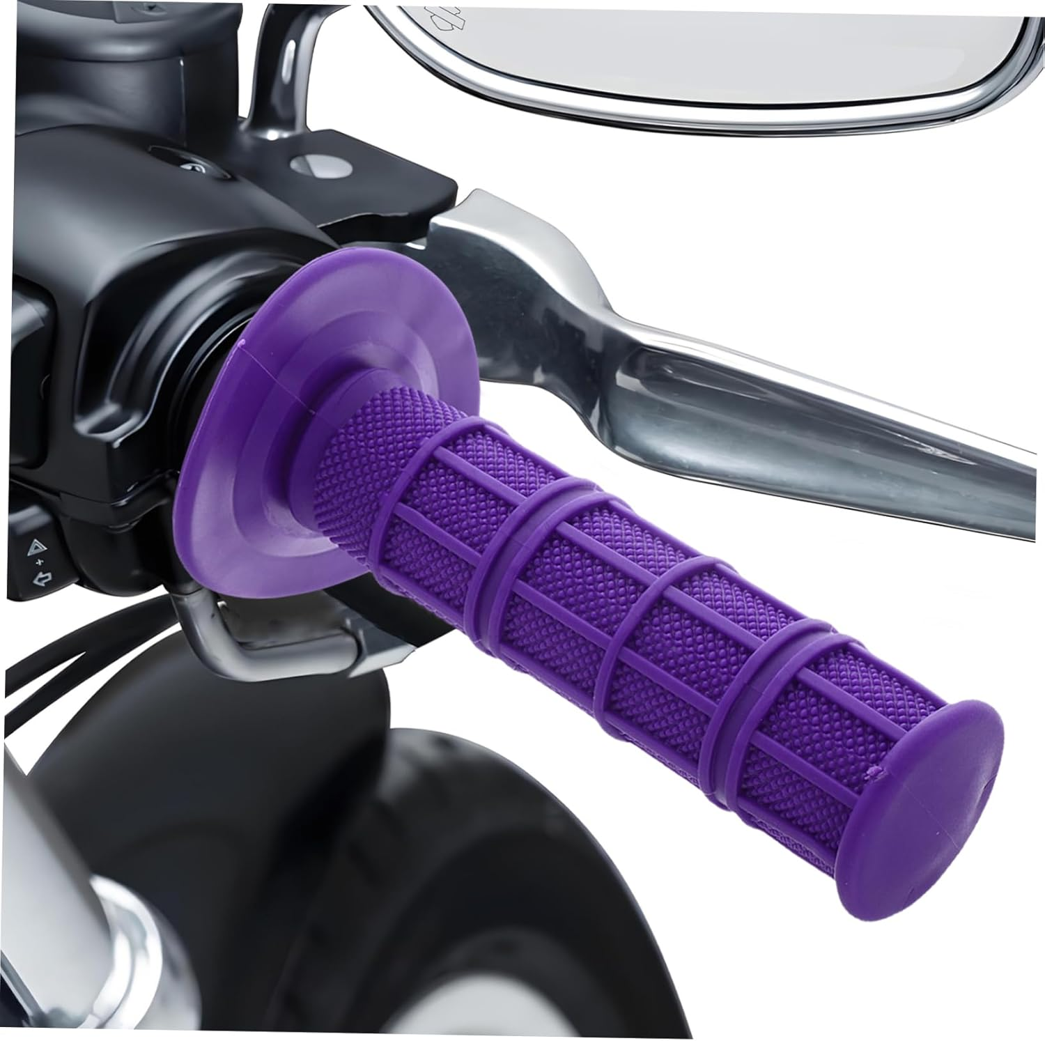 FUNOMOCYA Motorcycle Handlebar Grips 2Pcs Replacement Silicone Soft Grip Set for ATV Dirt Bike Off-Road Purple Motorcycle Accessory Suitable for Outdoor Riding image number 5