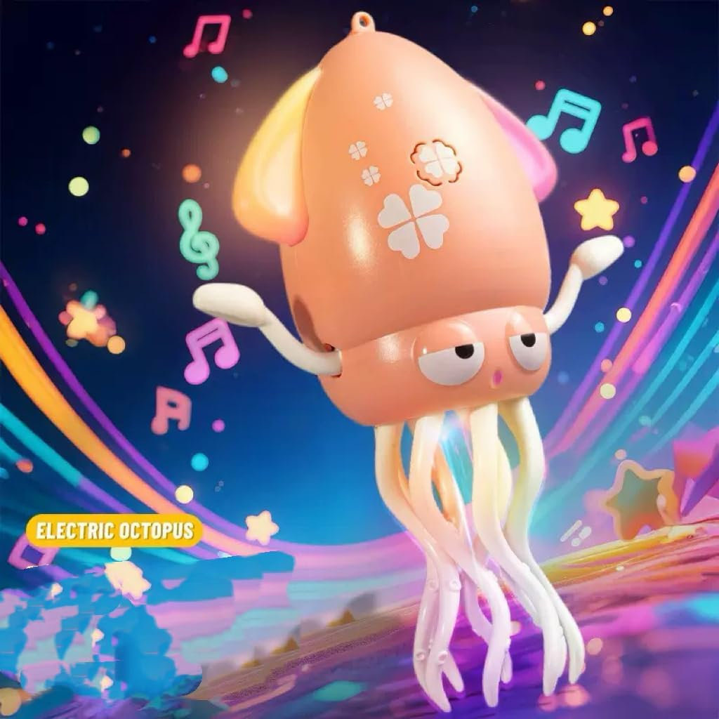 Electric Dancing Octopus Toy, Crawling Octopus Tummy Time Toy with Light and Music, Rechargeable Magic Dancing Music Squid, Electric Crawling Toys for Office Desk Decor (Pink)