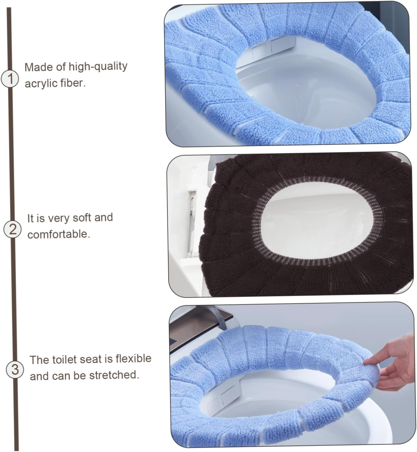 Healifty 4Pcs Toilet Mat Blue Seat Covers Black Pouf Foldable Potty Washable Toilet Pads Breathable Toilet Cover Toilet Cushion Non Bathroom Cover Warm Covers for Toilet Washable Seat Pads image number 6