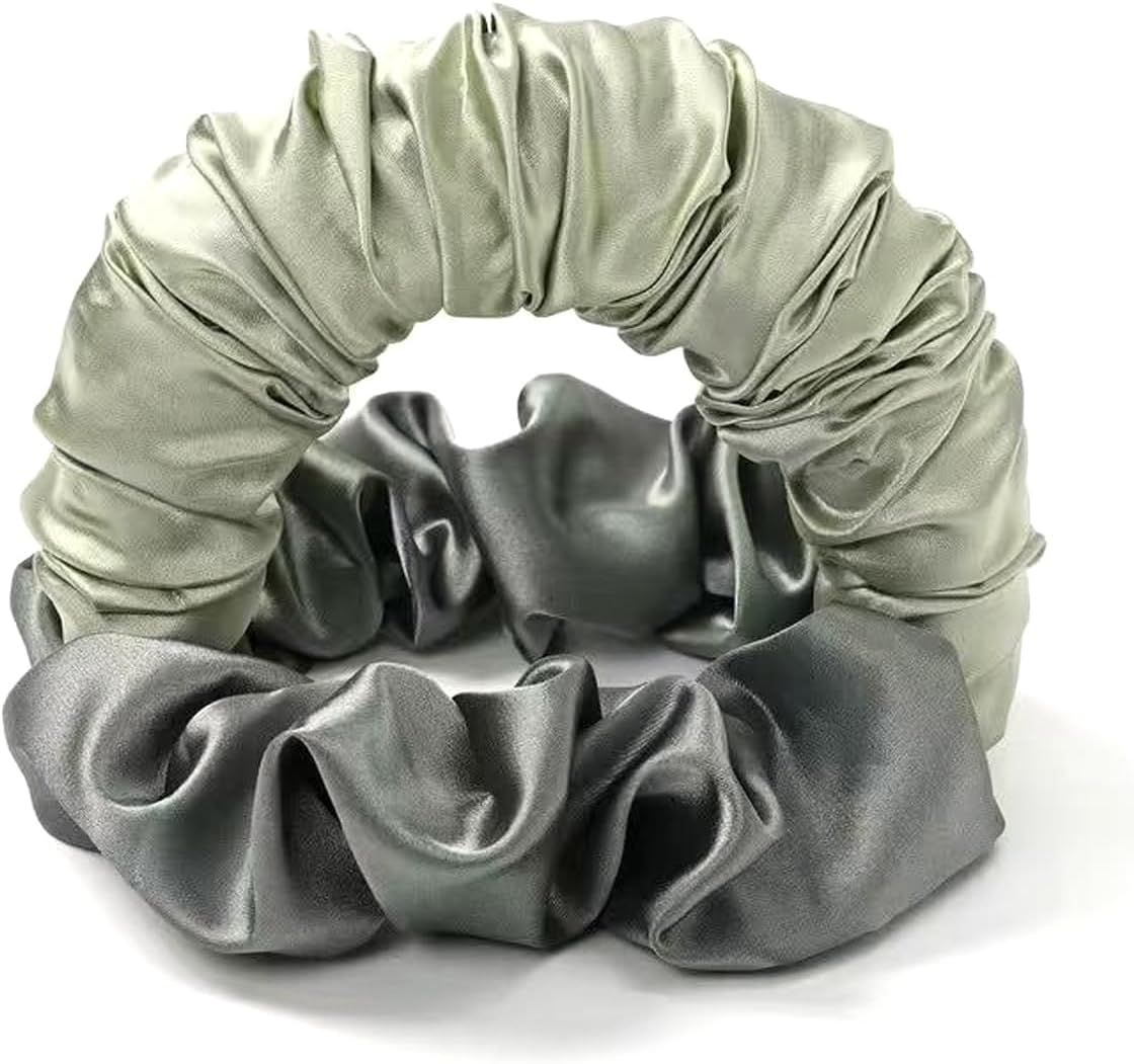 Hoite Satin Green Silk Hair Scrunchie - Heat Free Night Hair Curler for Long Thin Hair Soft Hairband No Snag (Pastel Style) image number 6