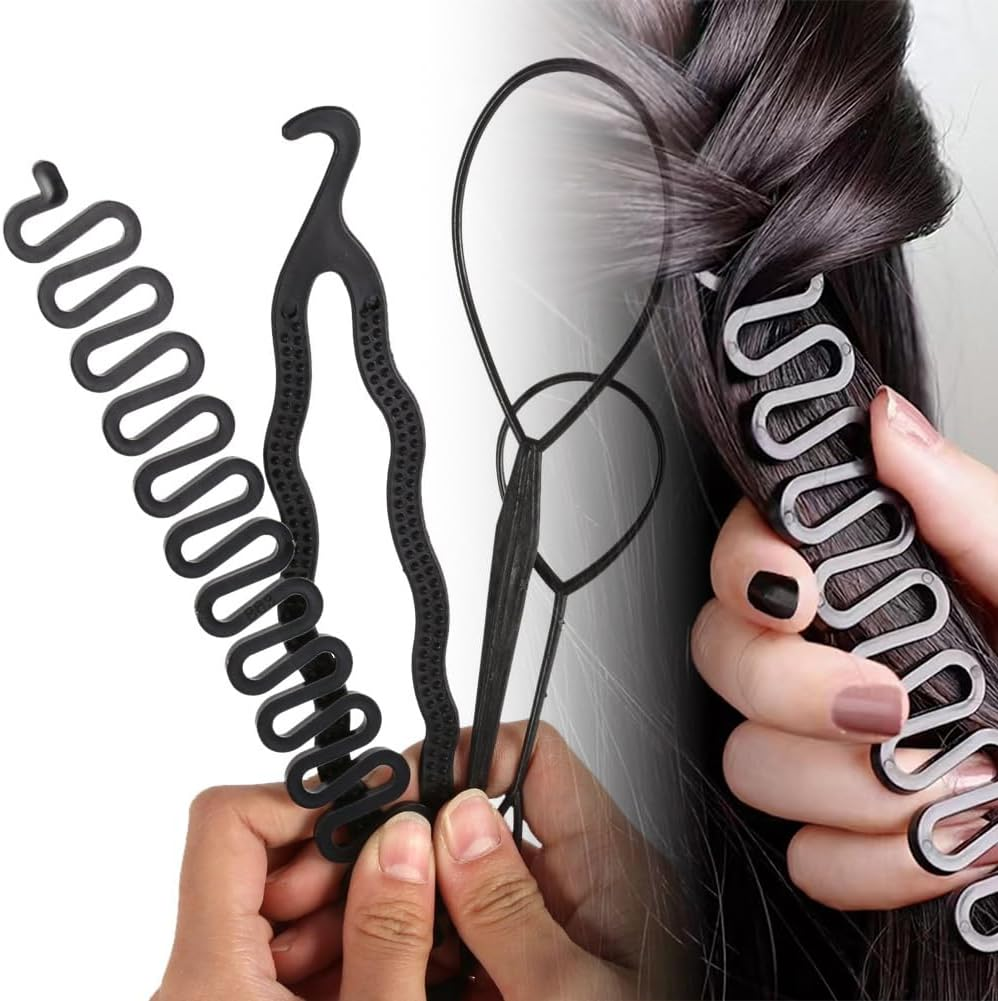 6 Pieces Hair Styling, Topsy Tail for Hair, Hair Braiding Tool, Hair Styling Accessories, Hair Styler, Hair Styling Accessory Set, Bun Maker image number 5
