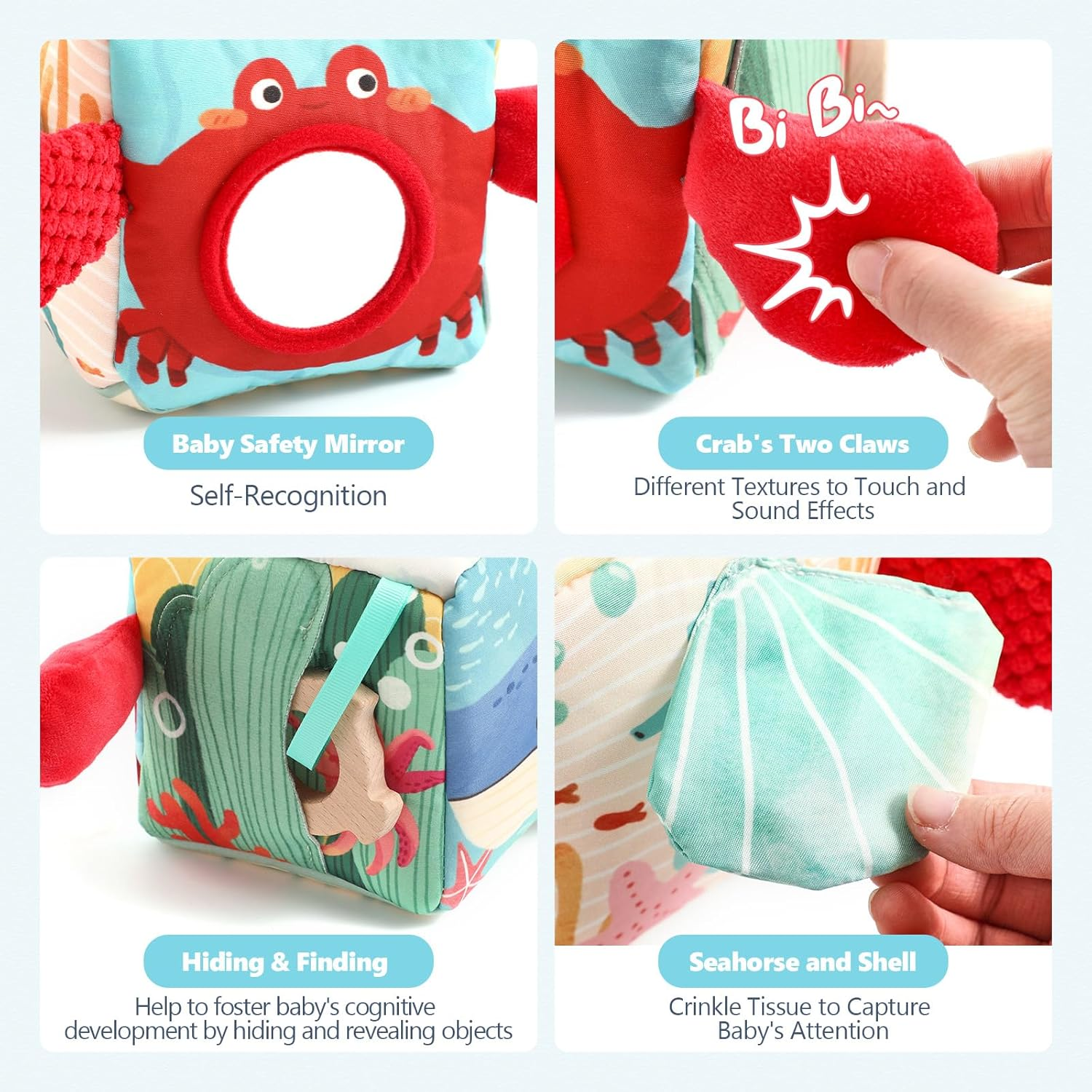 Promise Babe Baby Tissue Box Toy for Toddler 6-12 Months - Montessori Toys Baby Tissue Box Sensory Toys to 1 Year Old - Kids Boy Girl Gifts for Babies 6 12 18 Months Old (Ocean) image number 5