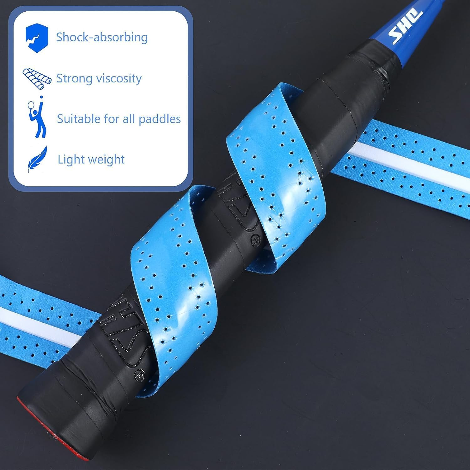 Pickleball Paddle Grip Tape Professional Wrap with Small Hole Anti-Slip Grip Tape Replacement Tape for Badminton Tennis Golf Bat- Moisture Wicking,Quick Dry 6 Pcs image number 2