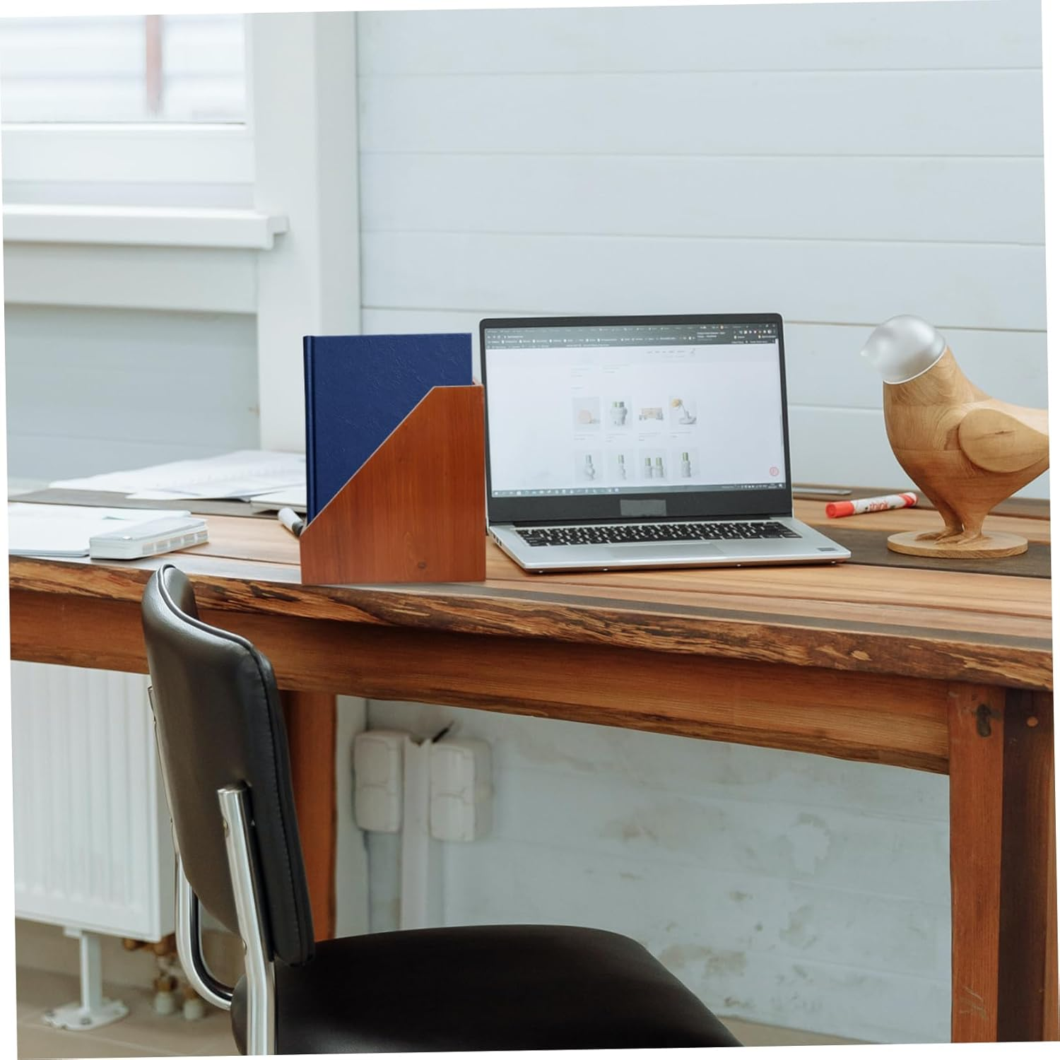 TEHAUX Solid Wood Storage Box for Desk Office Wooden Desk Organizer Lidless Design for Home Office image number 4