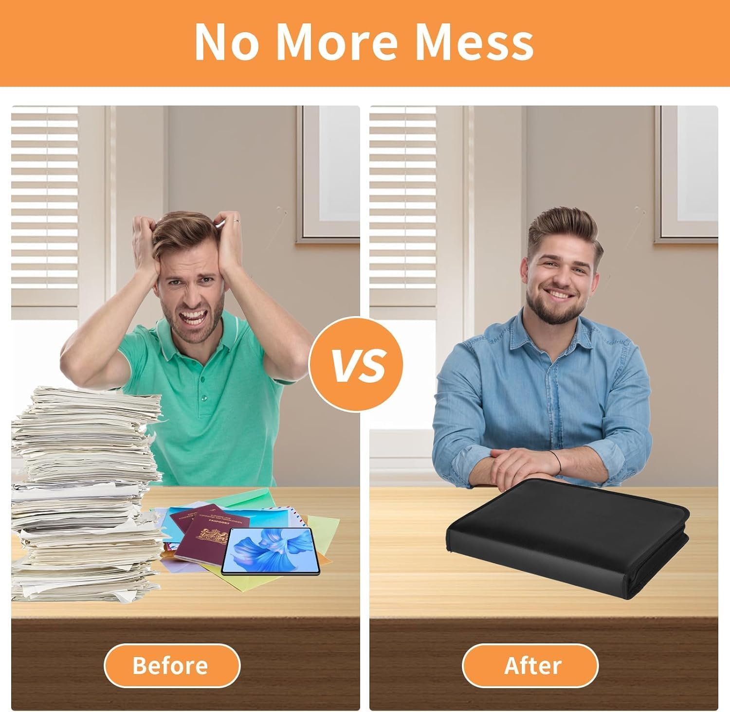 Accordion File Organizer, Fireproof Expanding File Folder with Pockets,13 Pockets Document Organizer with Zipper and Labels, Portable Home Travel Safe Storage for Letter A4 Files and More (Black)