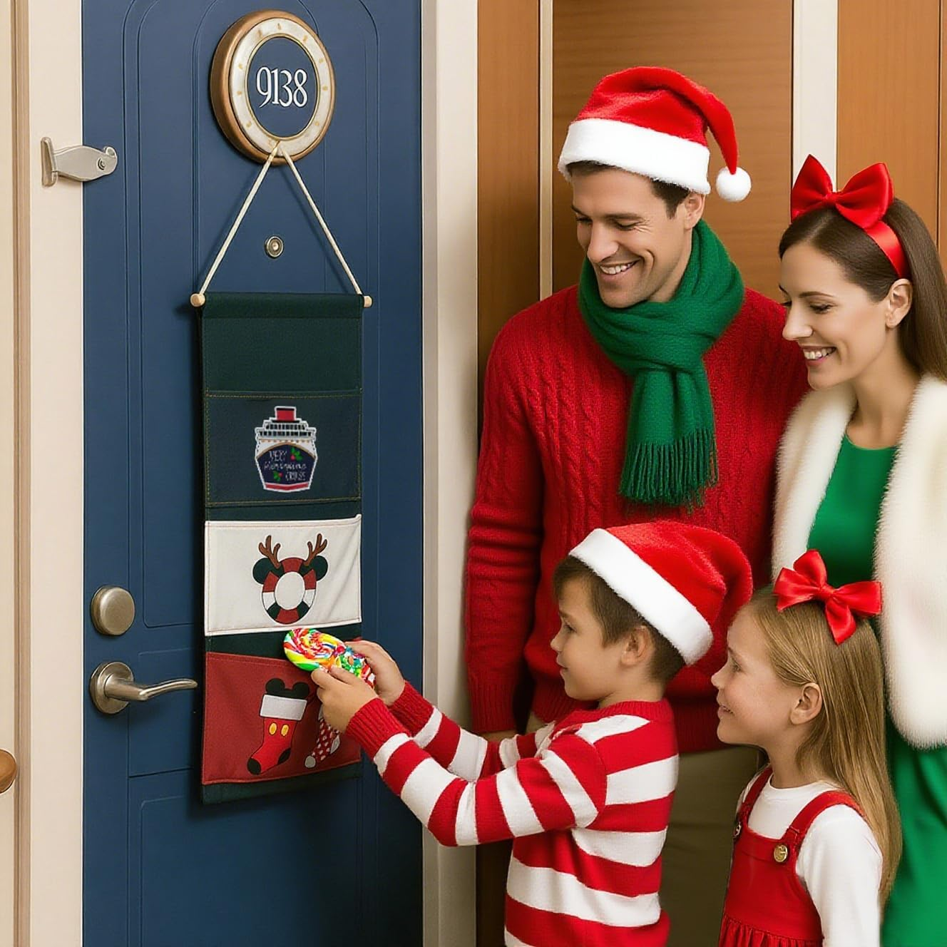 DCL Fish Extender Door Hanger, Cabin Door Hanging Pockets for Fish Exchange Extender Gifts on DCL Cruise Line in 2025 & 2026 (Green) image number 1