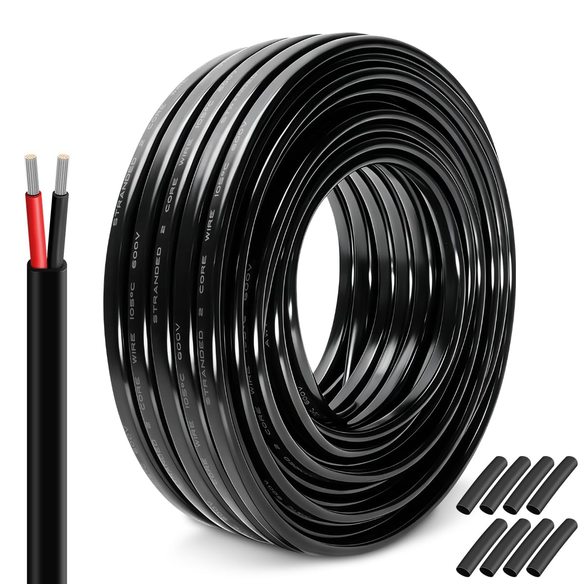 20 Gauge 2 Conductor Oxygen-Free Tinned Copper Electrical Wire, Flexible 31M Stranded Tinned Copper Cable with Flat PVC Sheet, Low Voltage Cable for Automotive Wiring, Lamp Cord, Marine Cable image number 4