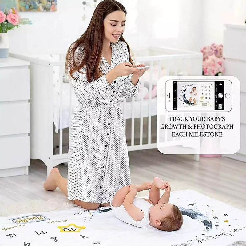 Personalized Baby Boy Milestone Blanket, Custom Newborn Moon Blanket for Shower Gift 100 * 150Cm