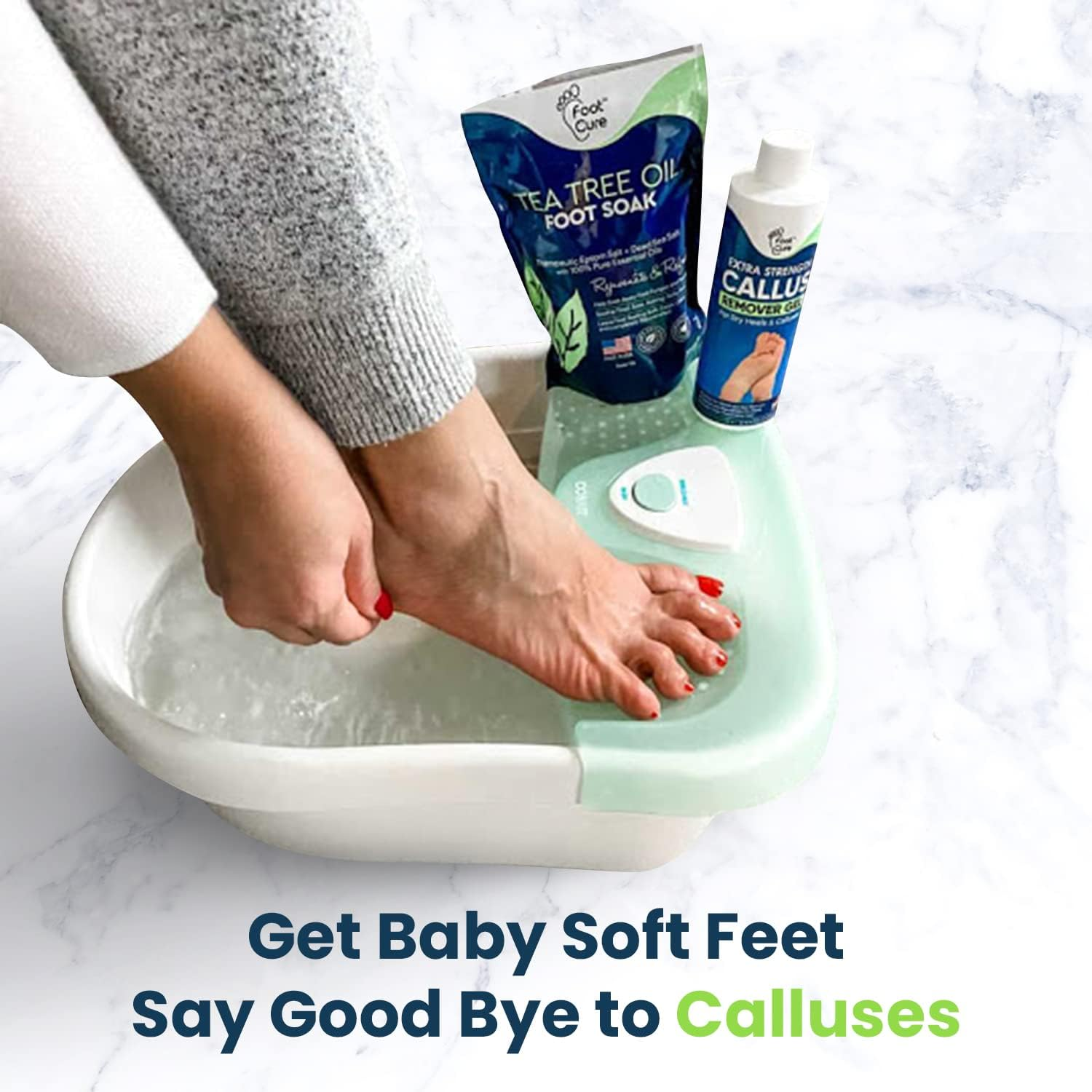 Tea Tree Foot Soak & Callus Remover Gel Kit - Extra Strength Callus Remover Gel & Foot Soak with Epsom Salts for Calluses, Dry Cracked Heels, Toenail - Pedicure for Tired Feet image number 4