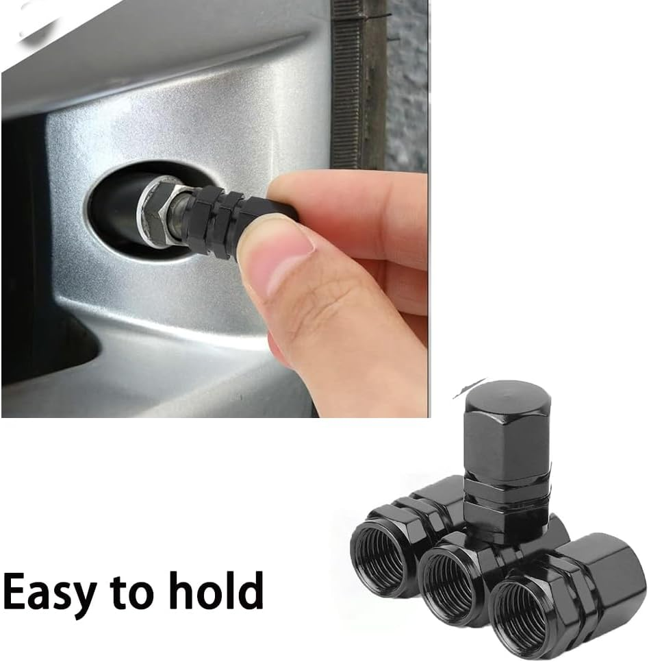 Bluejunior 12Pcs Tire Valve Stem Caps (Black), Aluminum Alloy Hex Grip Valve Covers，Dust-Proof Replacement Caps for Car, Bike, Motorcycle & SUV image number 6