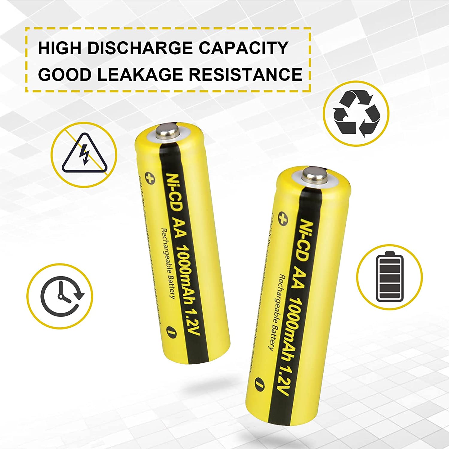 1.2V AA 1000Mah NI-CD Rechargeable Battery Button Top for Garden Landscaping Solar Lights 12Pcs image number 1