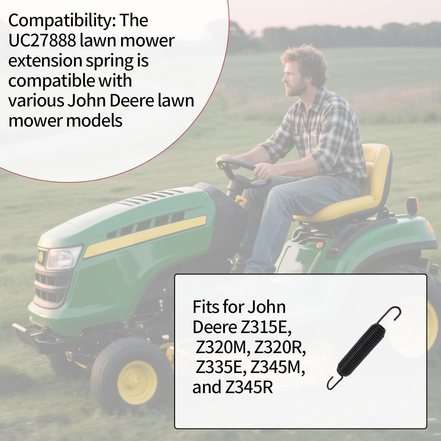 UC27888 Extension Spring Replacement for John Deere, Mower Deck Belt Tension Spring for Z320M Z320R Z335E Z345M Z345R Models image number 4