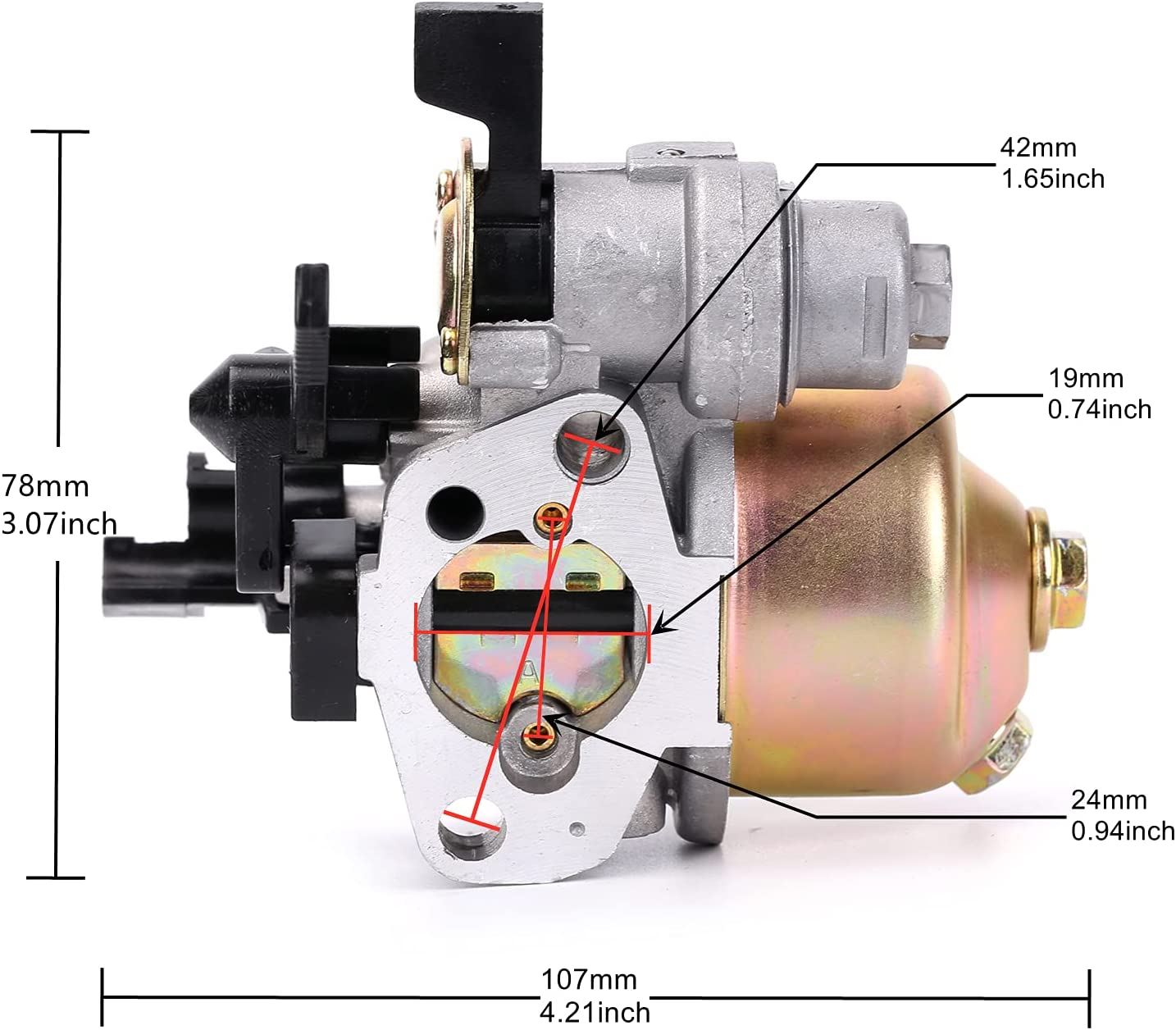 Carburetor Kit for Honda GX160 GX200 5.5Hp 6.5Hp 168/170F Generator Lawnmower Engines, with Damper Lever,Gasket image number 5