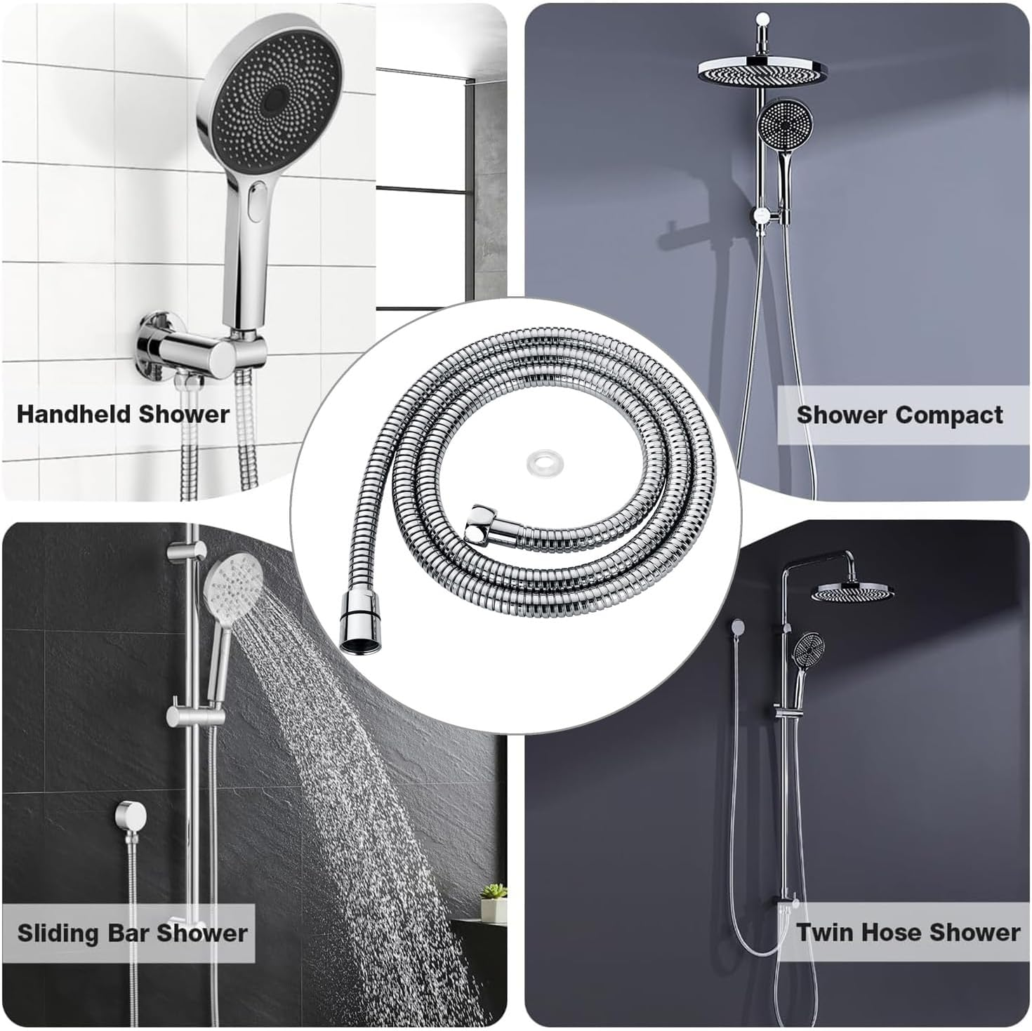 Yharnamite Shower Hose, 2M Stainless Steel Universal Shower Pipe Anti-Kink, Standard Replacement Hose, Explosion-Proof, Anti-High Pressure, High Temperature Resistant, Leak Proof Hose image number 1