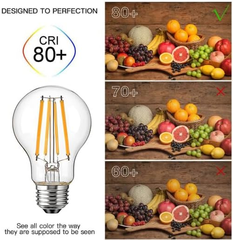 E27 LED Bulbs Vintage Filament Light Bulbs A60 No Flicker Screw Edison LED Bulbs 12W (100W Equivalent) 1200LM Cool White 6000K Non-Dimmable 2 Pack (6000K-Cool White, 12W) image number 3