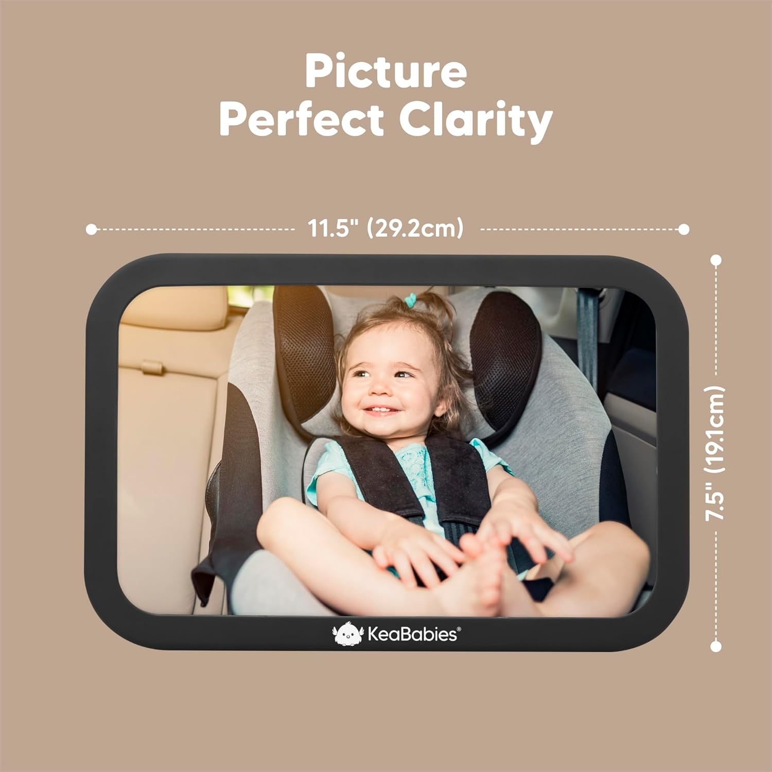 Safety Baby Car Seat Mirror - Wide Shatterproof Backseat Infant Car Mirror for Baby Rear Facing, Crystal Clear View, Travel Accessories, Easy Install & Adjustable for Removable Headrest (Matte Black) image number 1