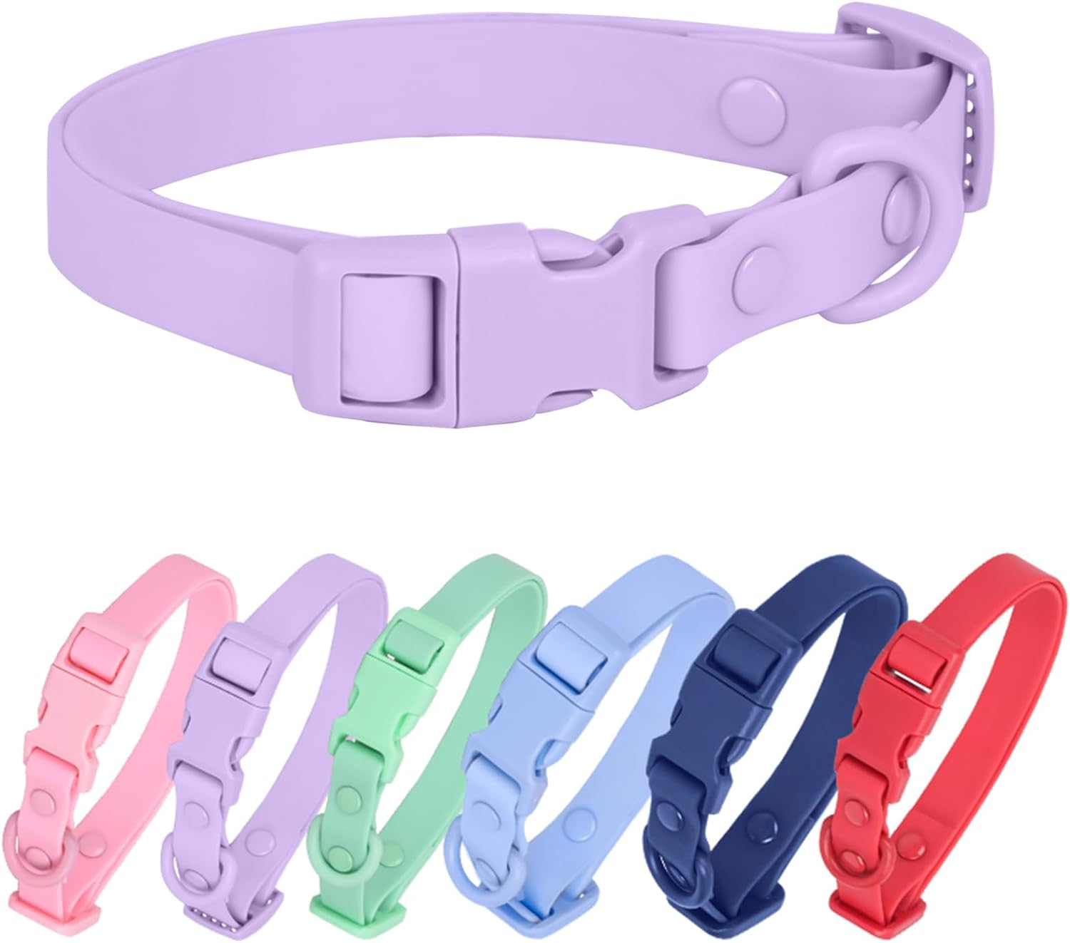 Waterproof Dog Collar Soft Rubber Dog Collar with Safety Buckle Adjustable Pet Collars for Small Medium Large Dogs image number 2