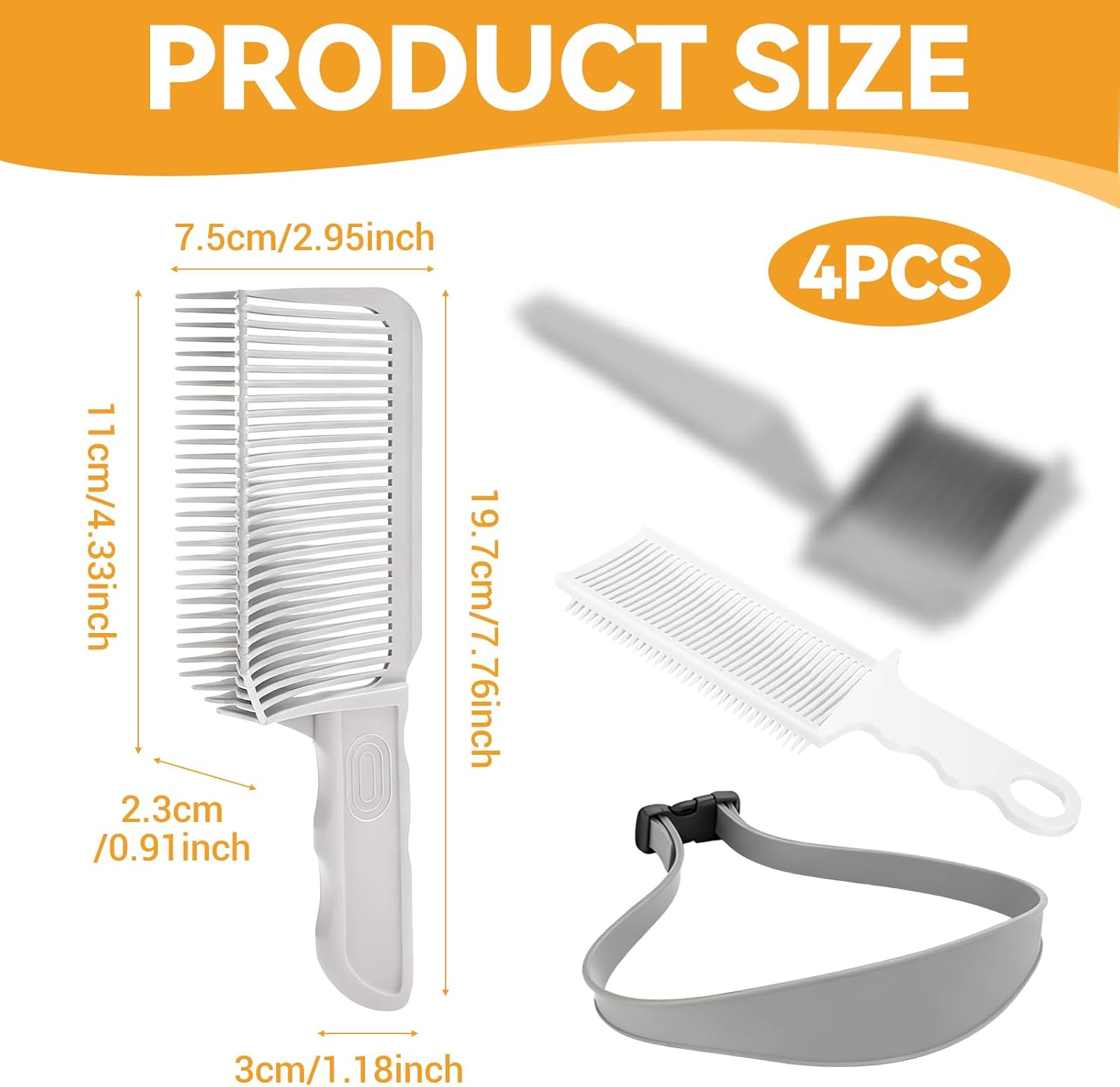 Set of 4 Hair Cutting Aid, Hair Cutting Comb for Men Set Hair Cutting Stencil Silicone Barber Comb Adjustable Hair Cutting Aid for Hair Cutting Yourself image number 6