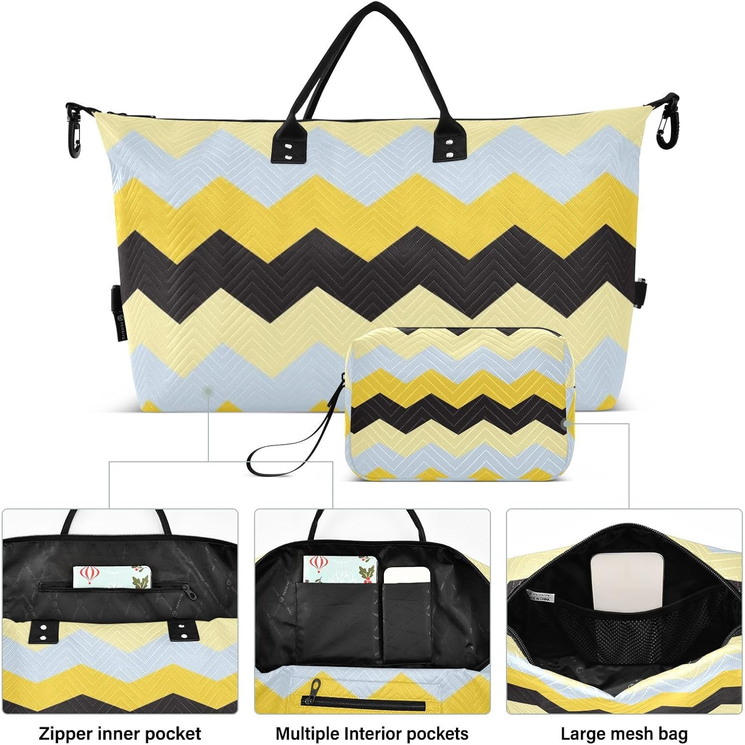 Colorful Stripes Travel Bag Travel Weekender Gear Bag Sport Training Bag with Toiletry Bag for Travel Multifunctional, Colorful Stripes, 1 Size image number 2