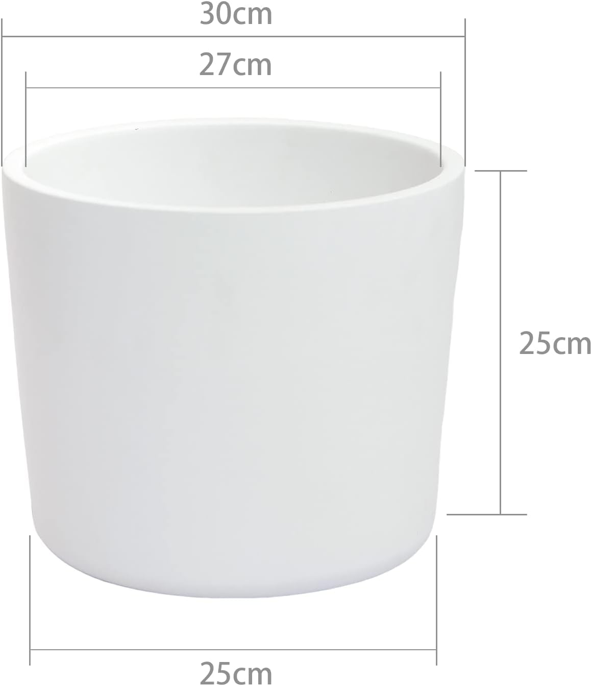 Woiida 30Cm(12&rdquo;) Large White Ceramic Flower Pot, Modern Design Plant Pot with Drainage Hole and Plug, Container for Outdoor, Garden or Indoor, Home,Office, Balcony Garden Decor image number 6