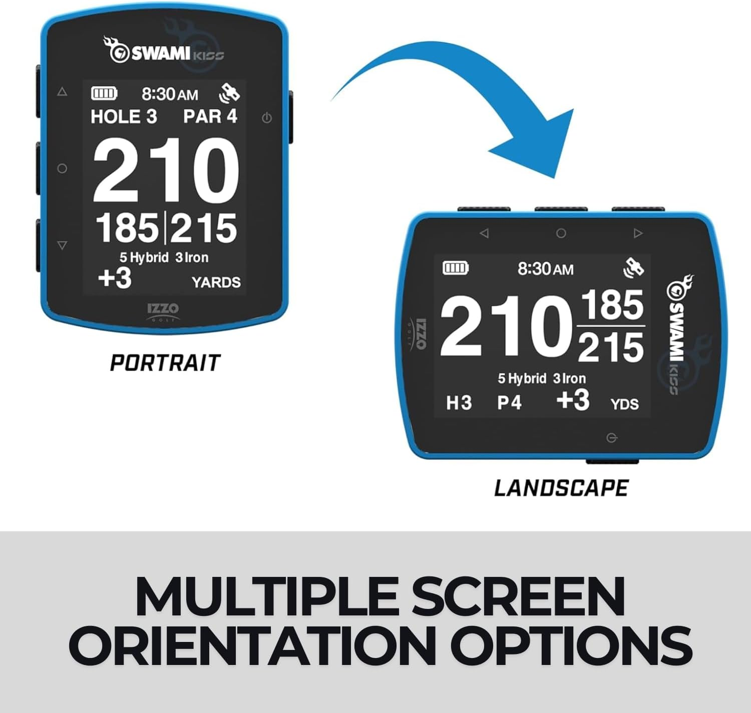 Swami KISS 2.0 Handheld Golf GPS Ragnefinder with Integrated Magnets - Blue - Grey image number 6