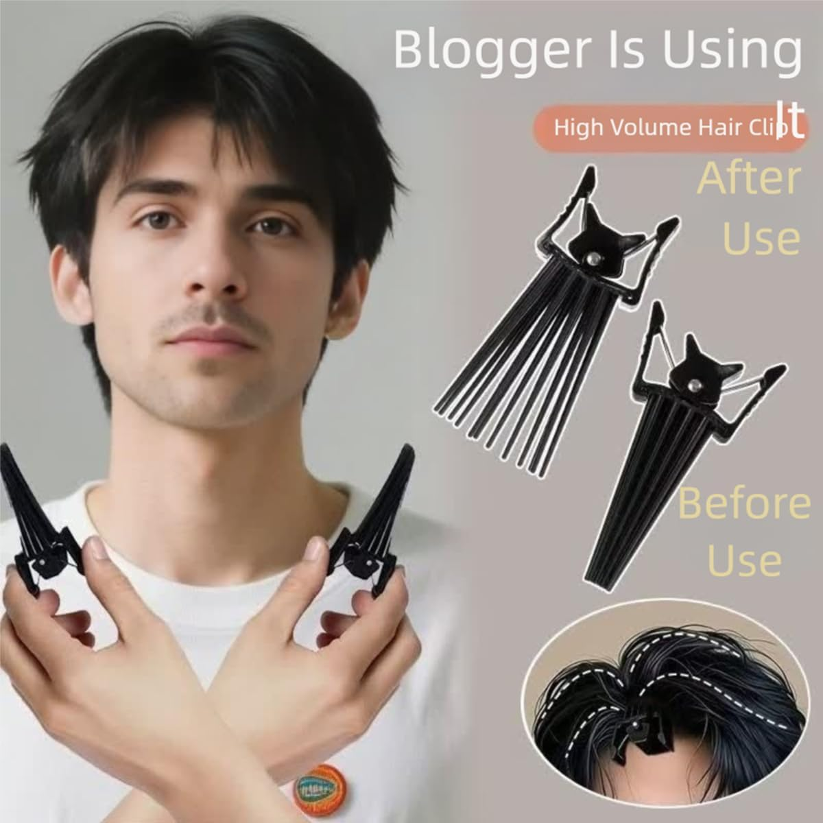 Pack of 4 Hair Bands, Black, Headbands, Women, Men, Travel, Foldable Headband, Hairbands, Puffy Shape, Hairdresser, Duckbill Hair Clips