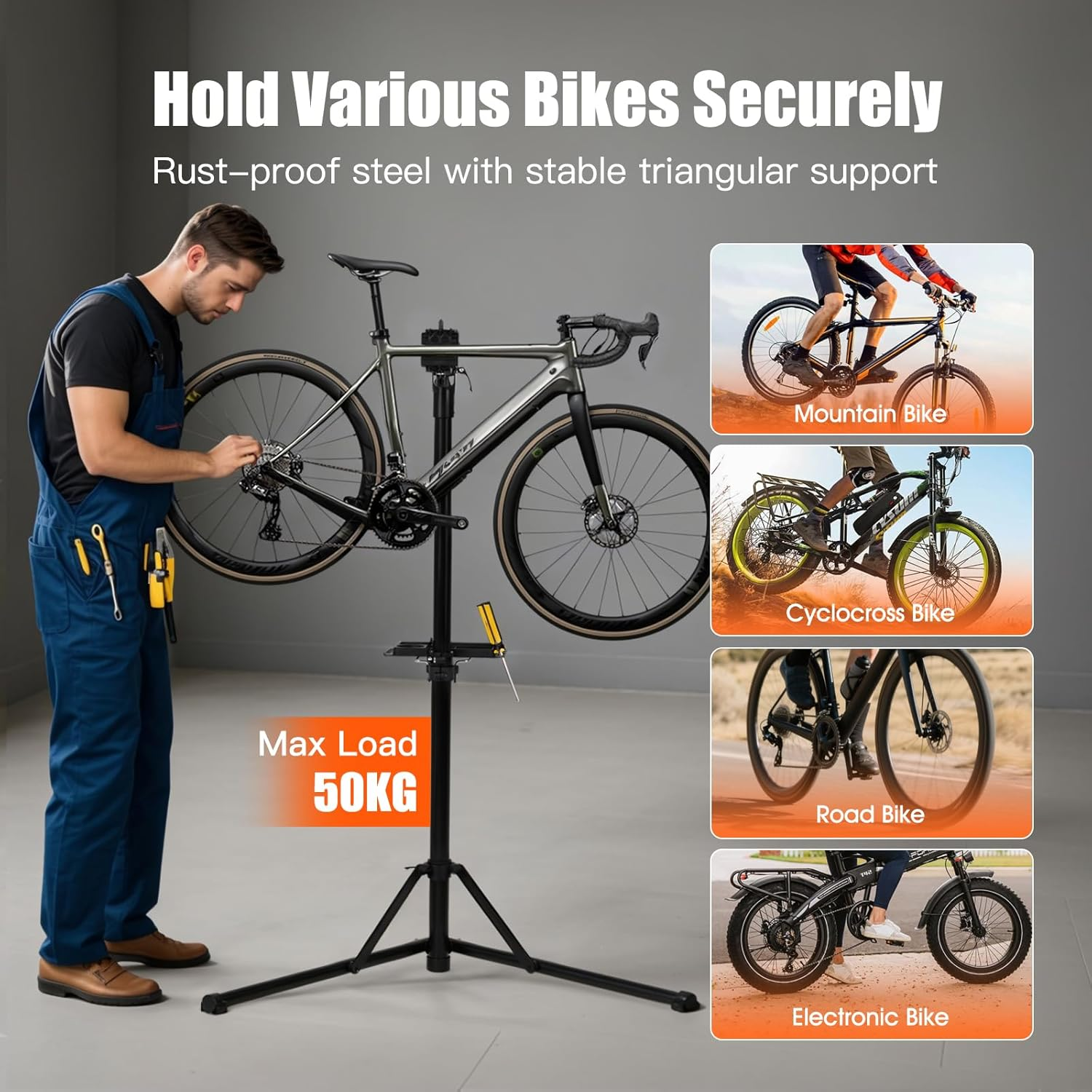 Advwin Bike Repair Racks, Shop Home Bike Mechanic Maintenance Rack Height Adjustable Carbon Steel